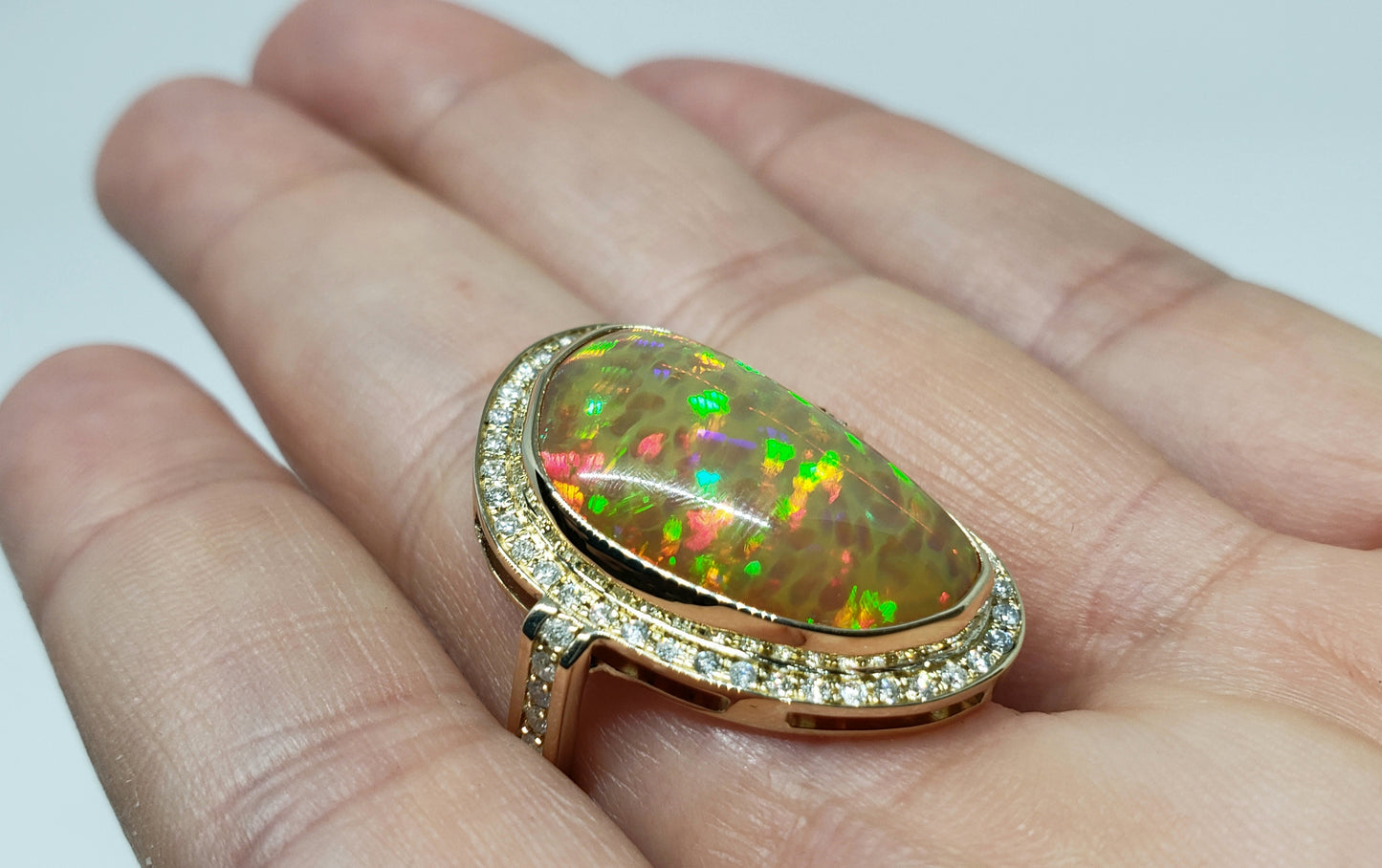 Opal & Diamond Ring 14k Gold