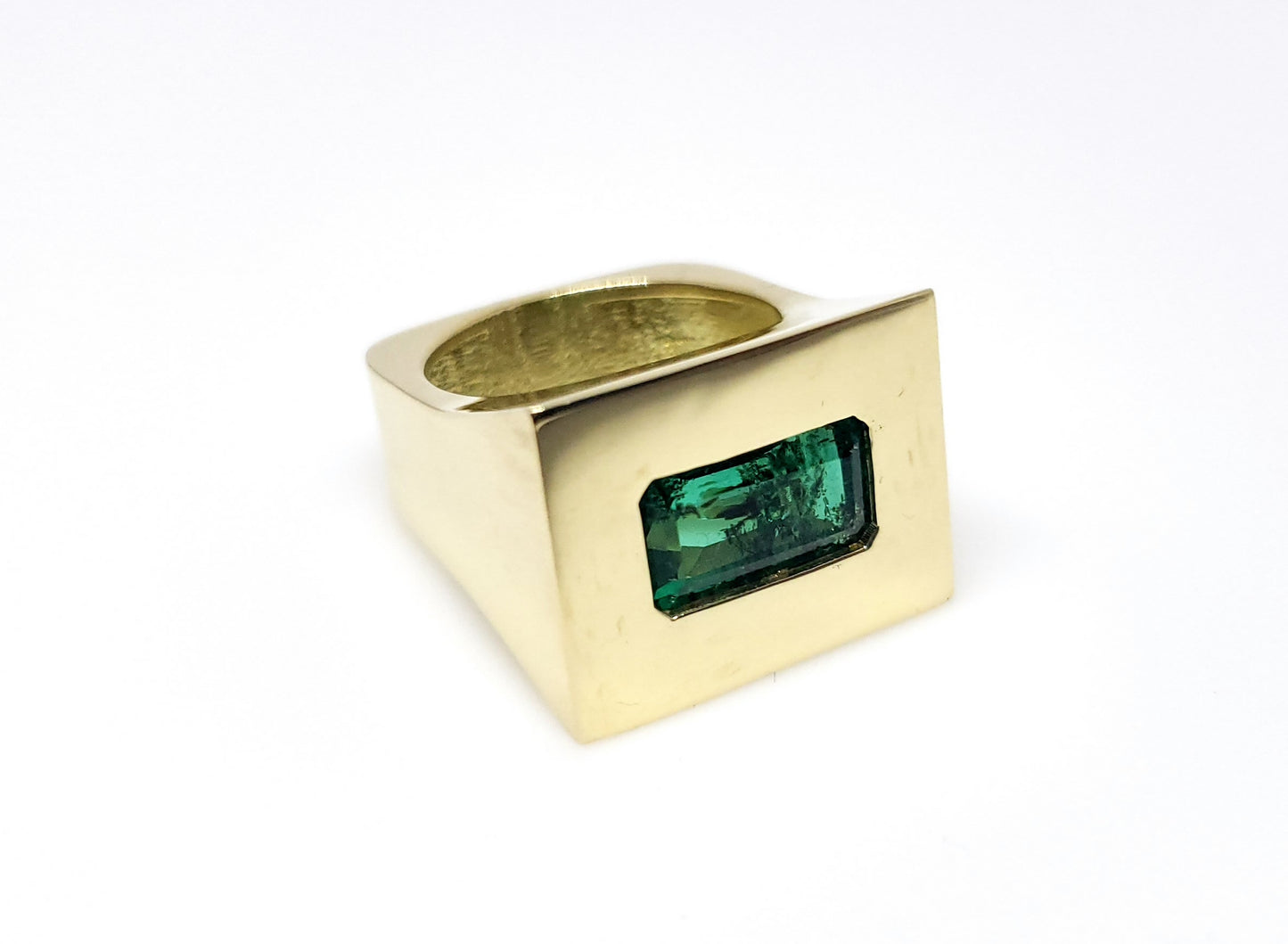 Emerald Ring Solid 18k Gold - Size 8.5