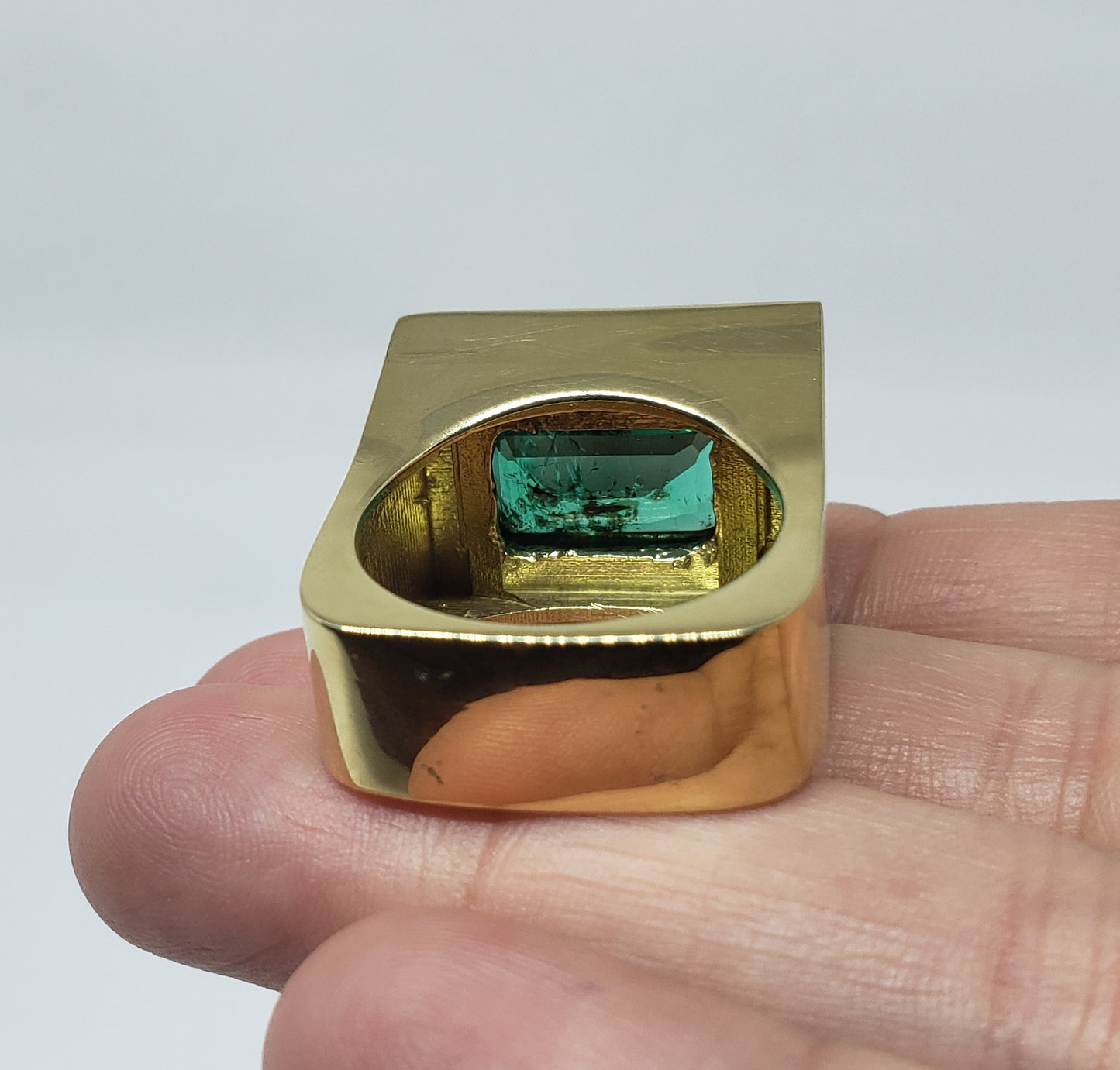 Emerald Ring Solid 18k Gold - Size 8.5