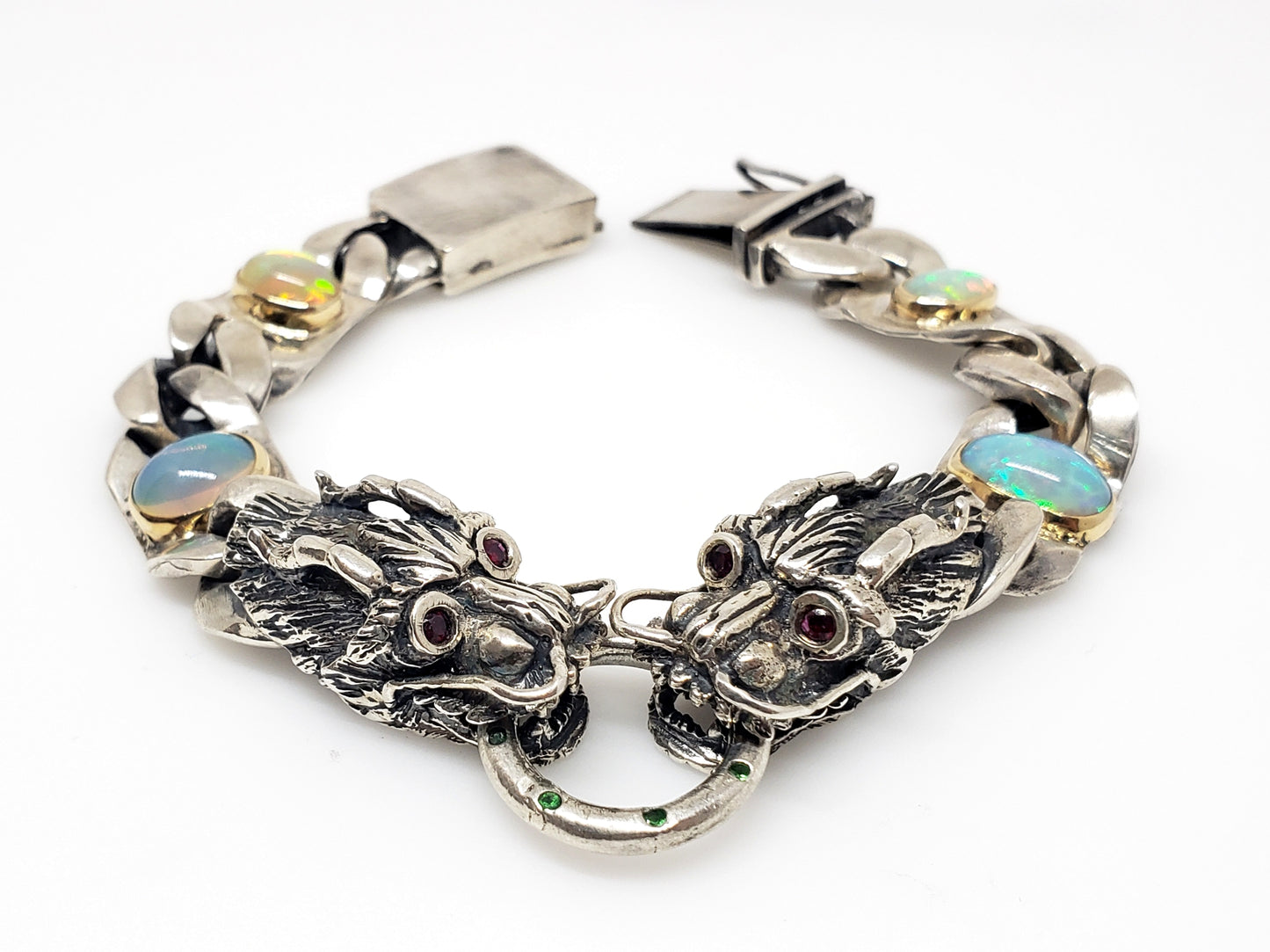 Silver Dragon Opal Bracelet