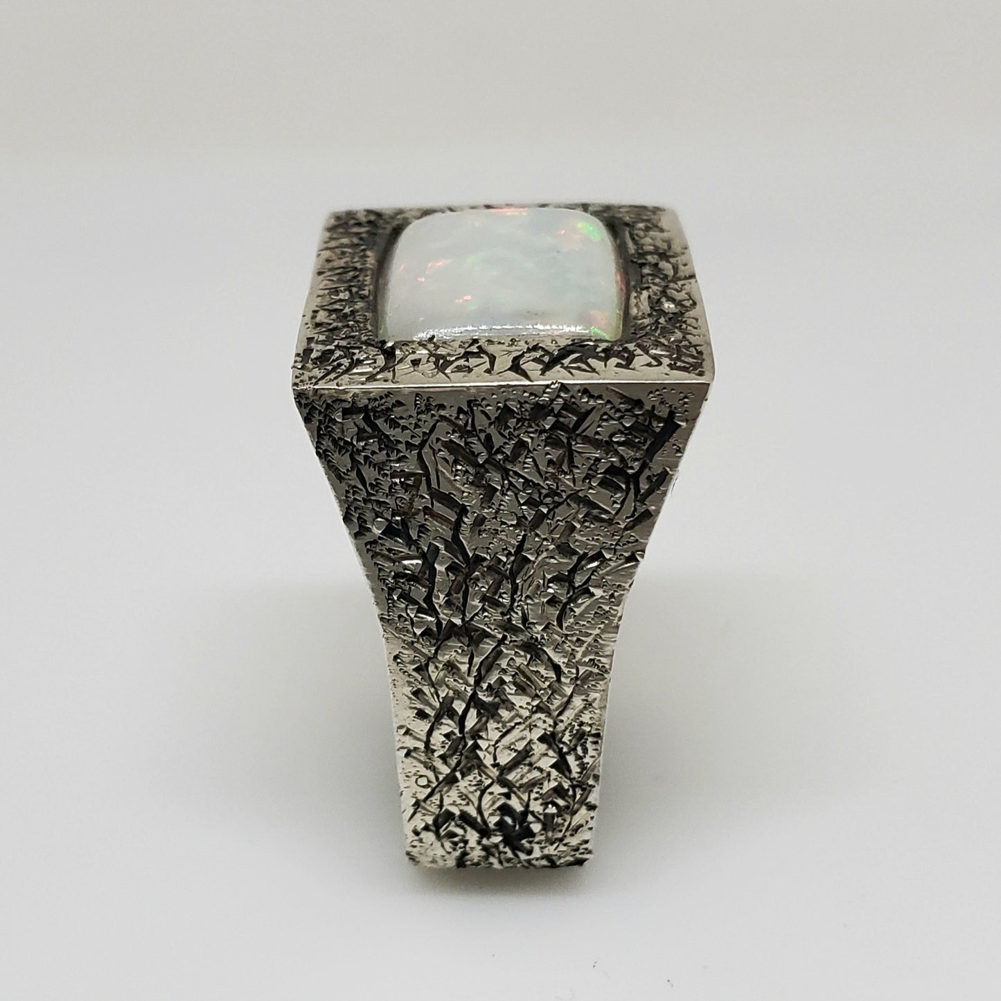 White Opal Sterling Silver Ring