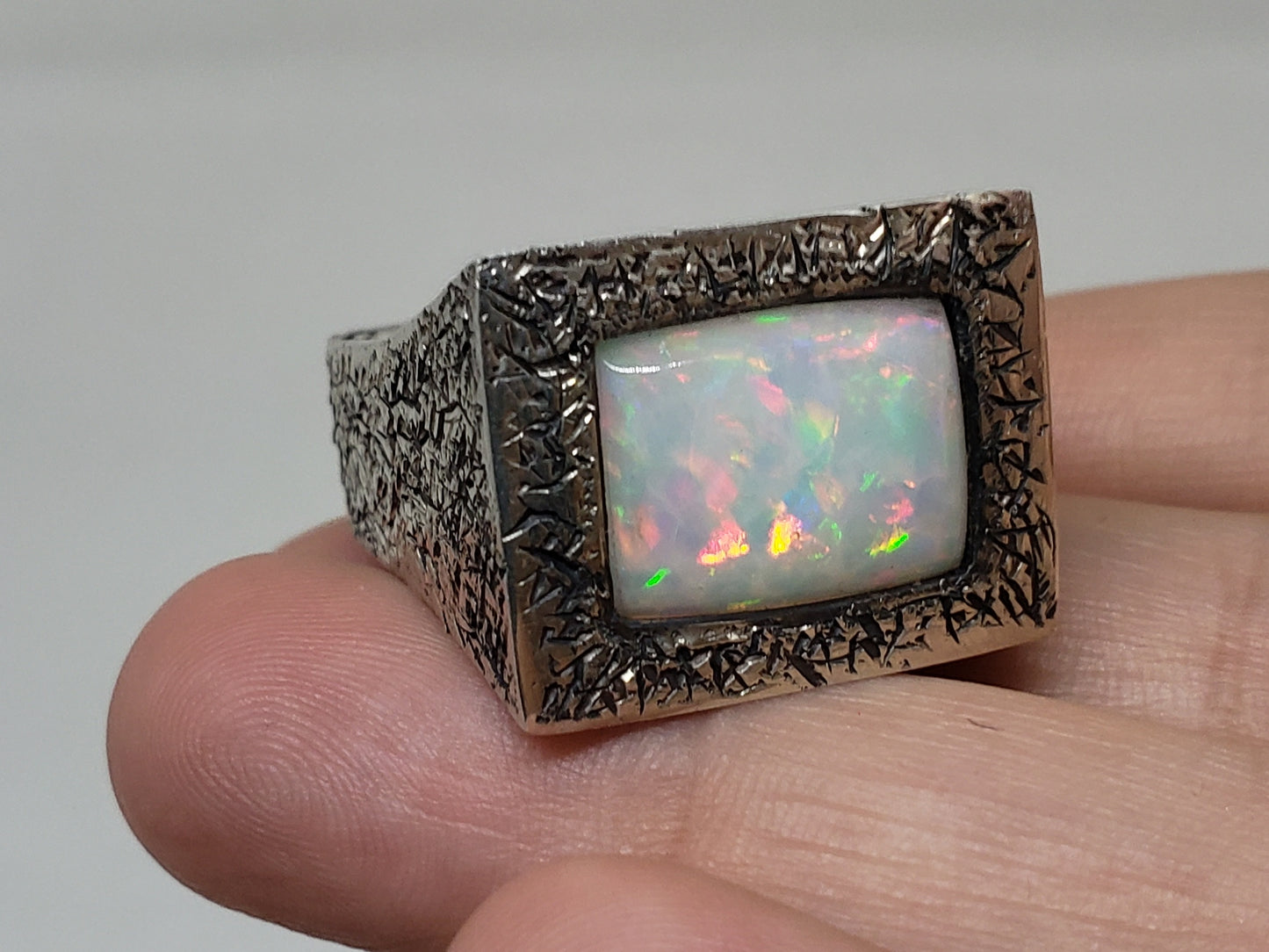 White Opal Sterling Silver Ring