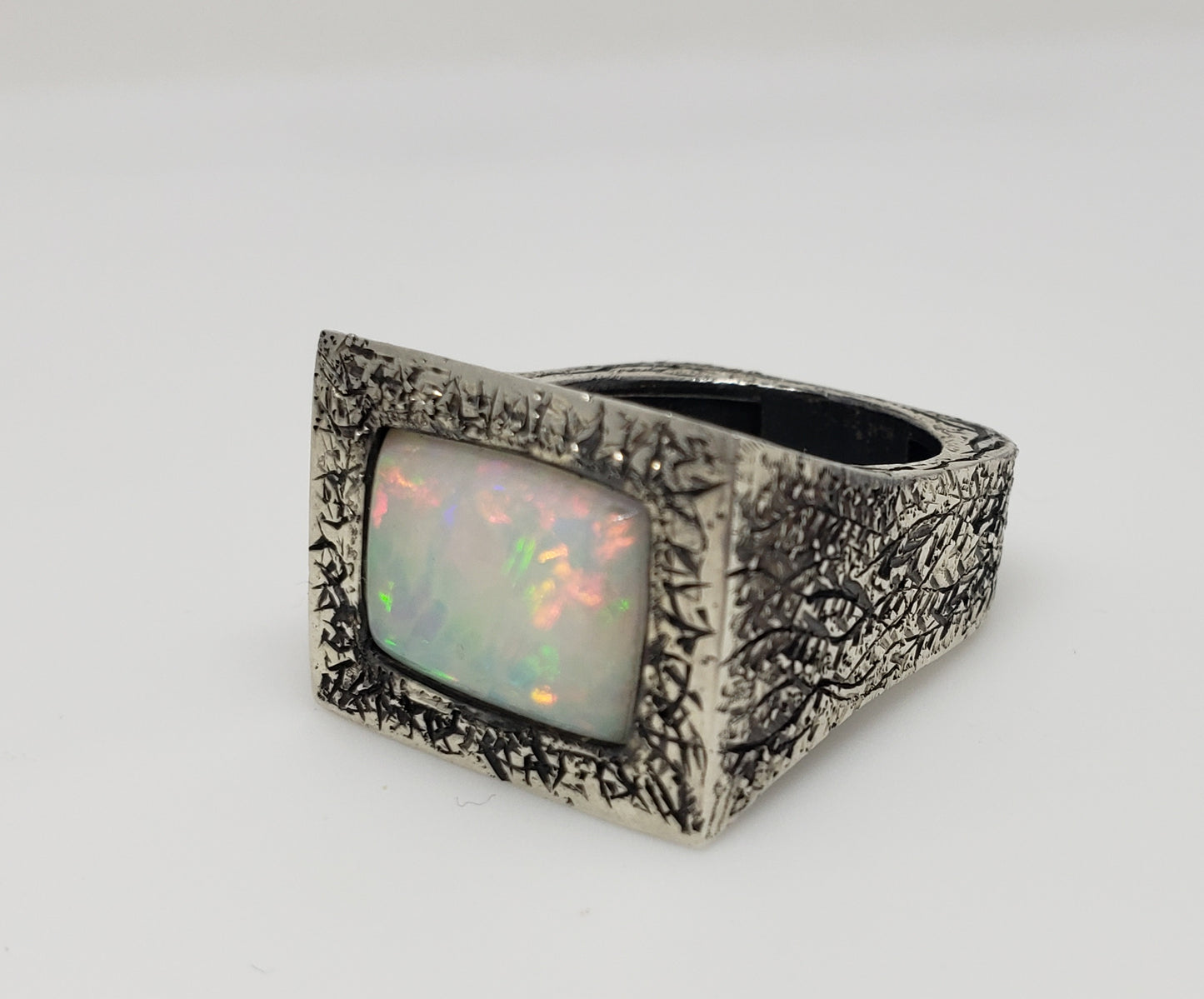 White Opal Sterling Silver Ring