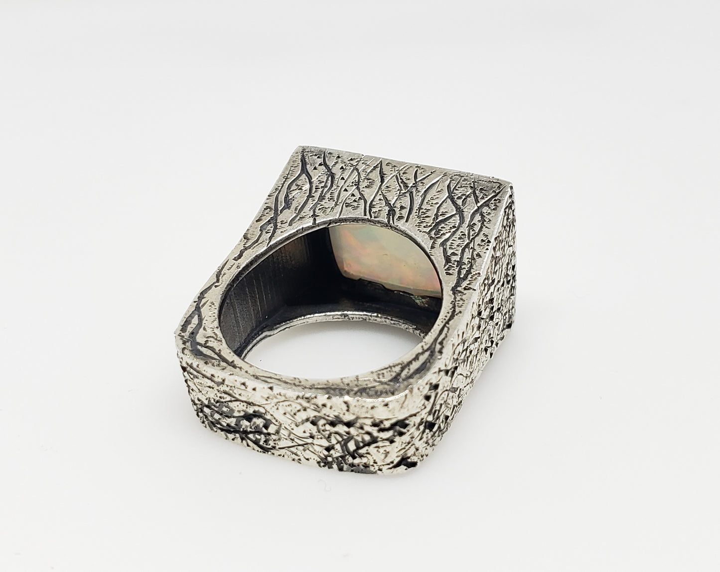 White Opal Sterling Silver Ring