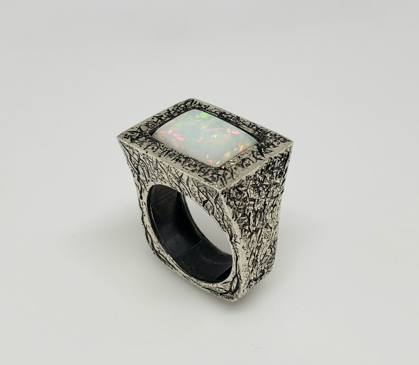 White Opal Sterling Silver Ring