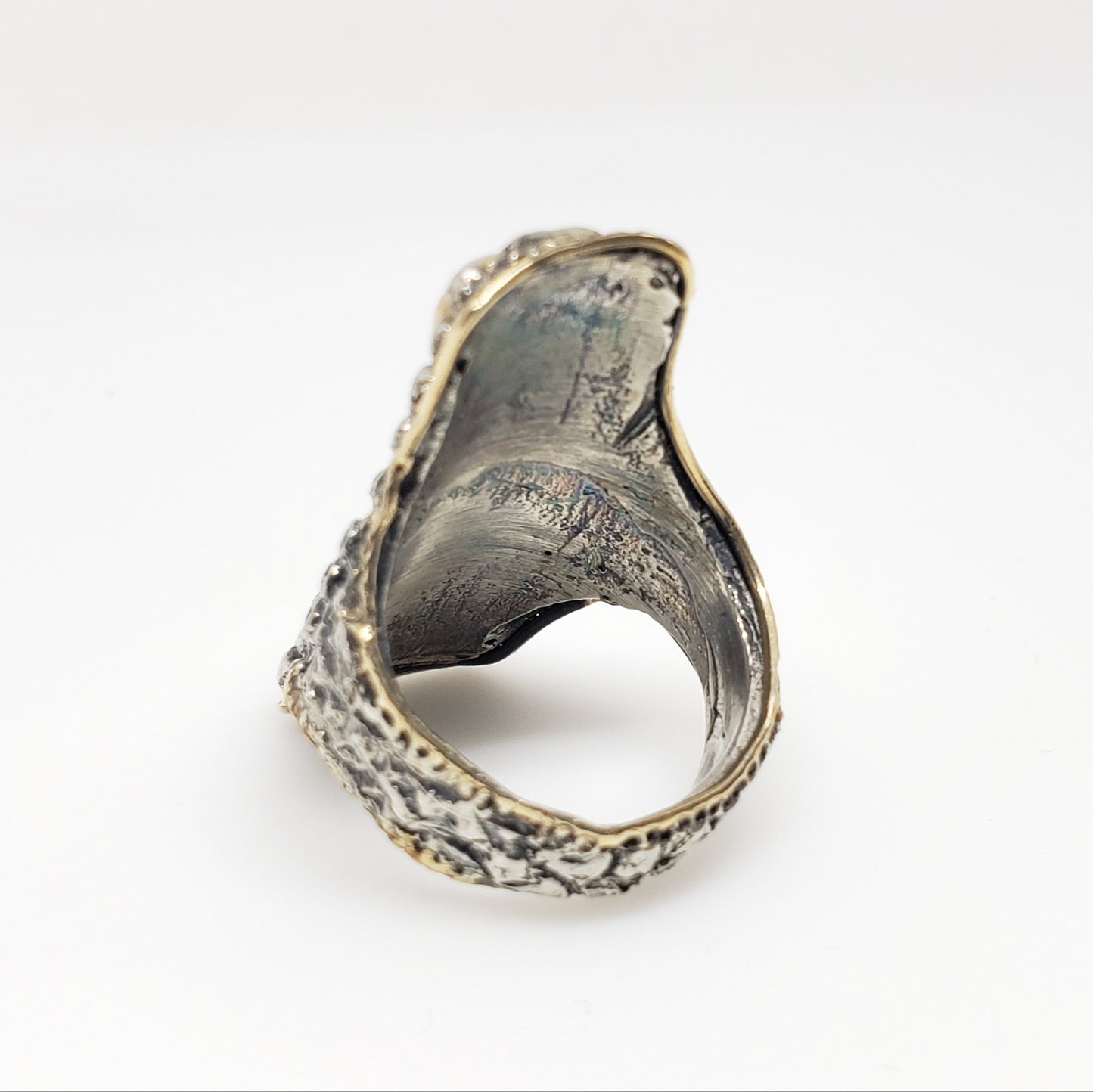 Opal & Sapphire Ring Silver & 14k Gold