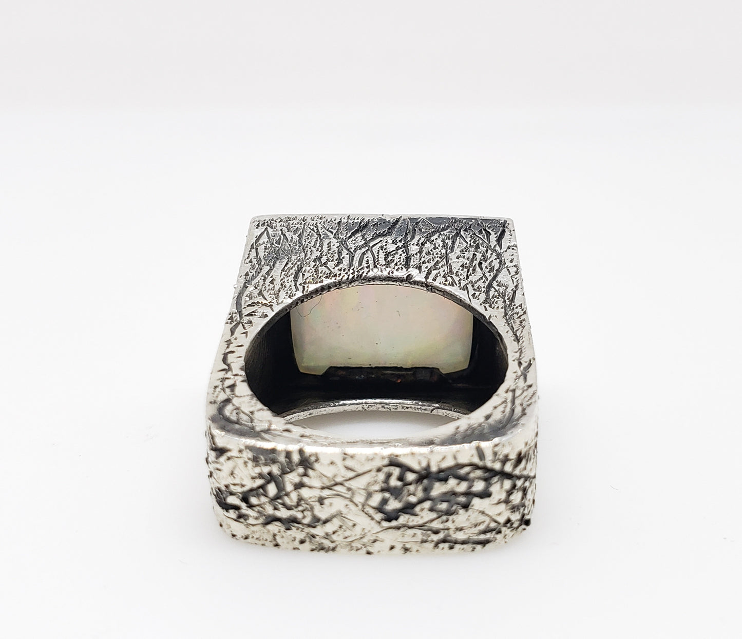 White Opal Sterling Silver Ring