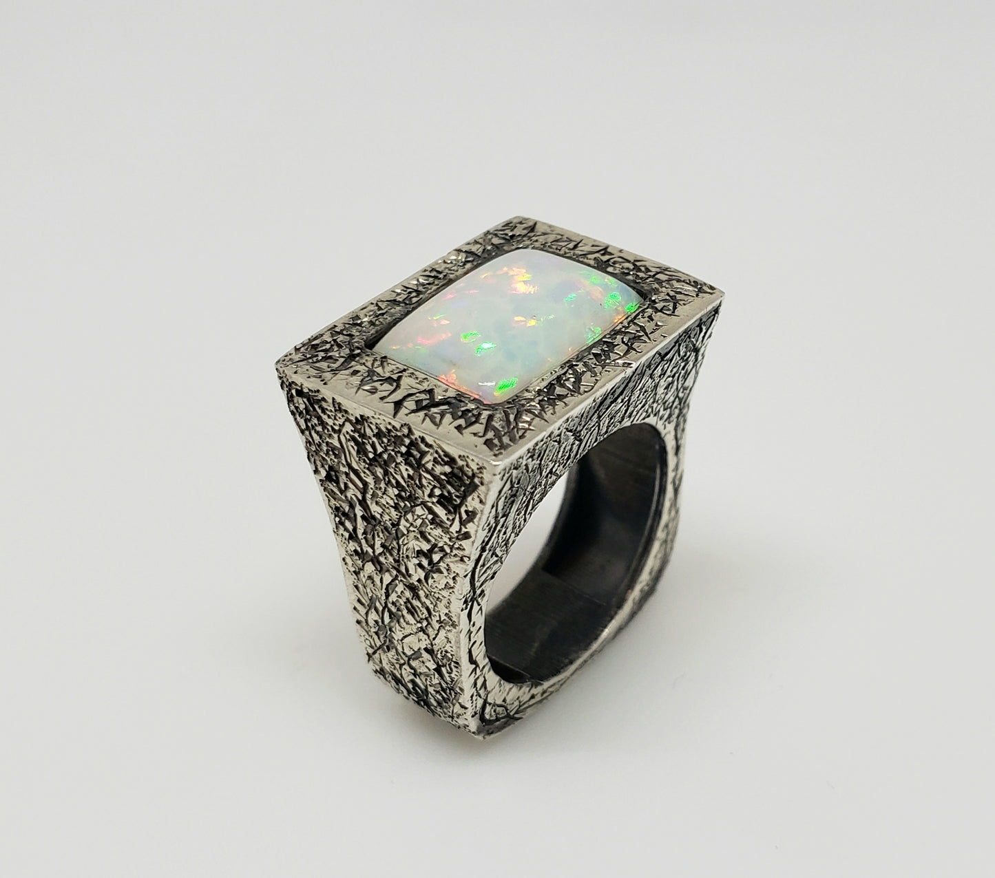 White Opal Sterling Silver Ring