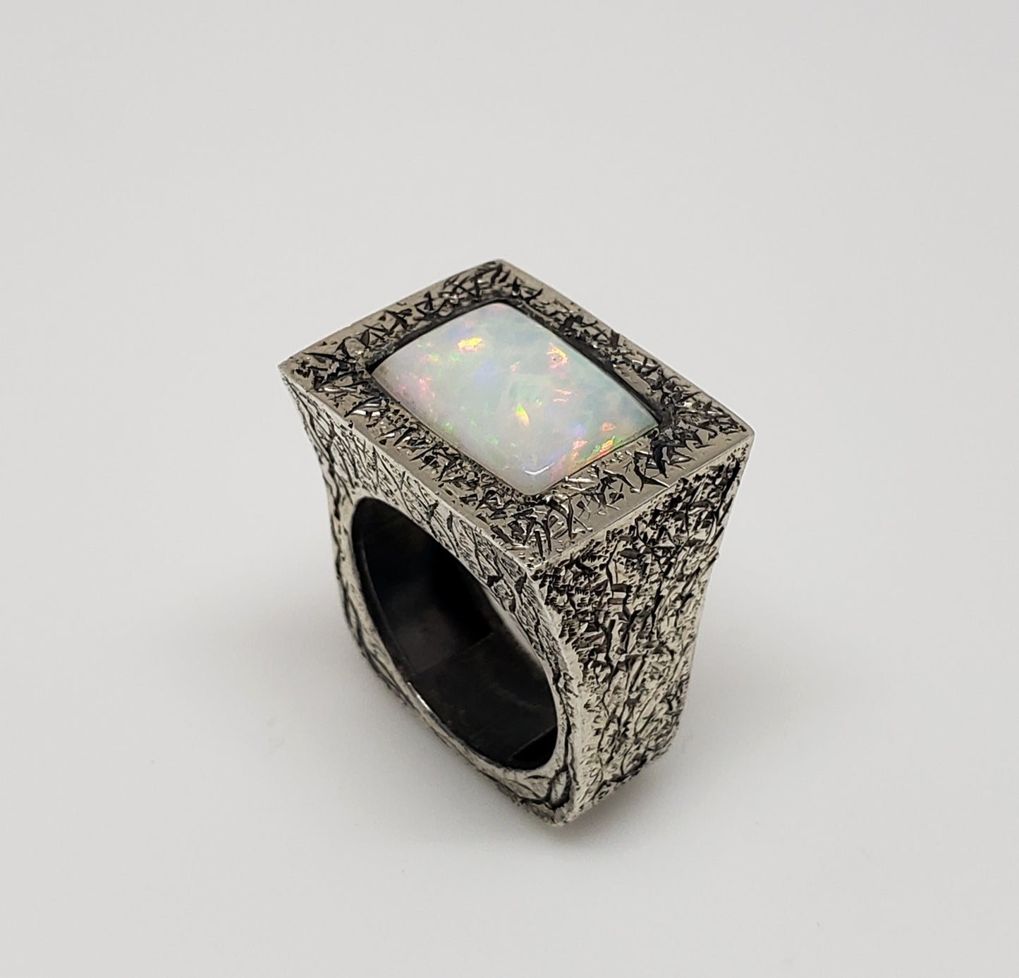 White Opal Sterling Silver Ring