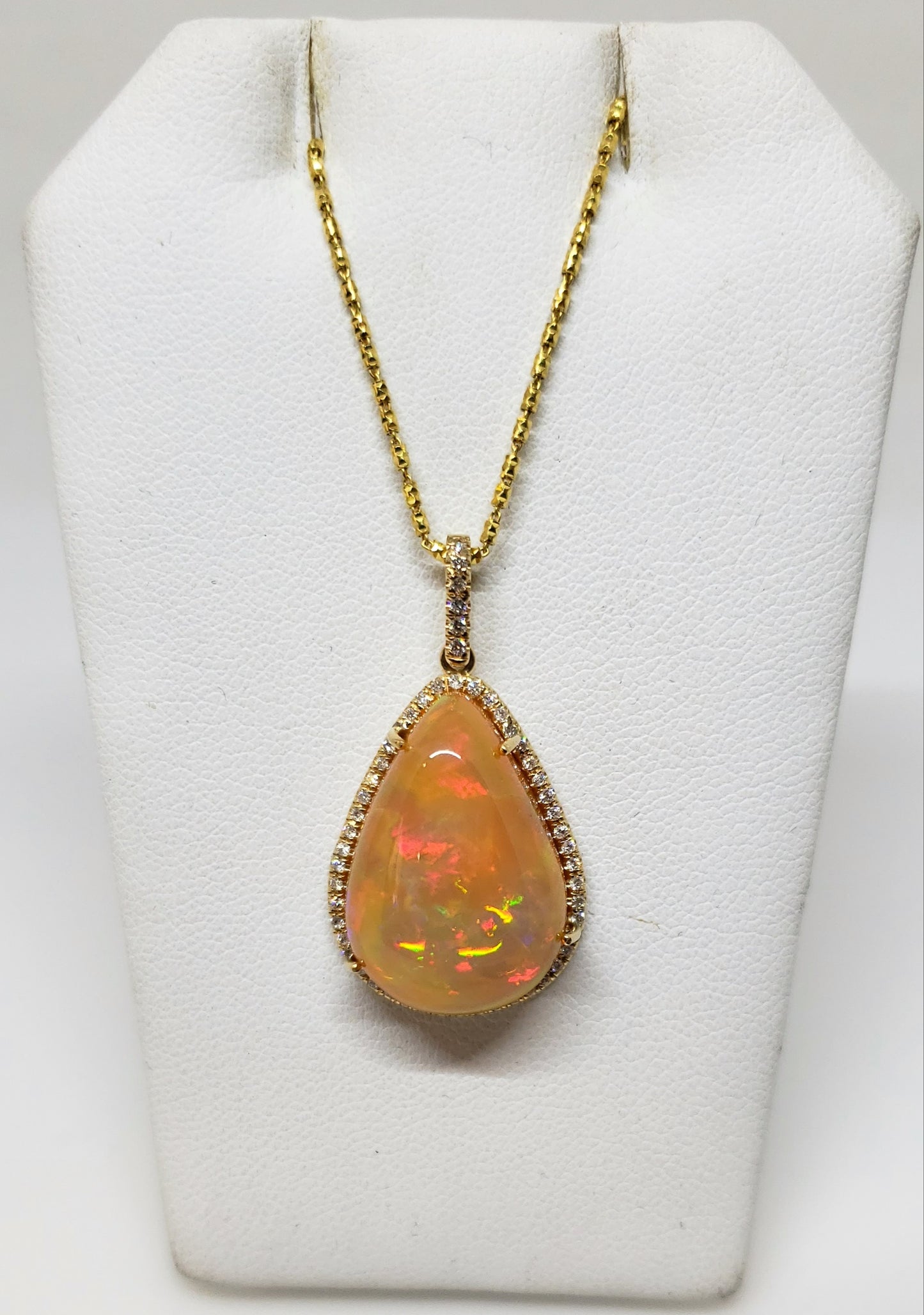 Opal & Diamond Pendant 14k Gold