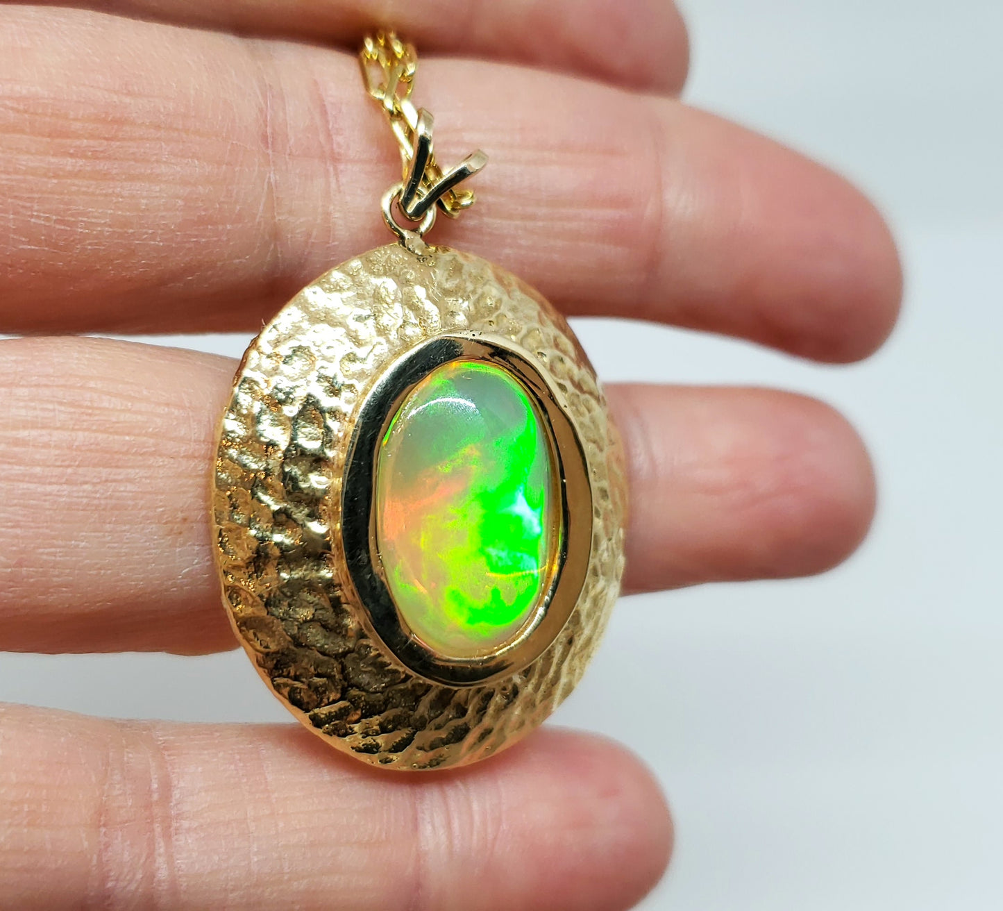 Opal Medallion Pendant 14k Gold