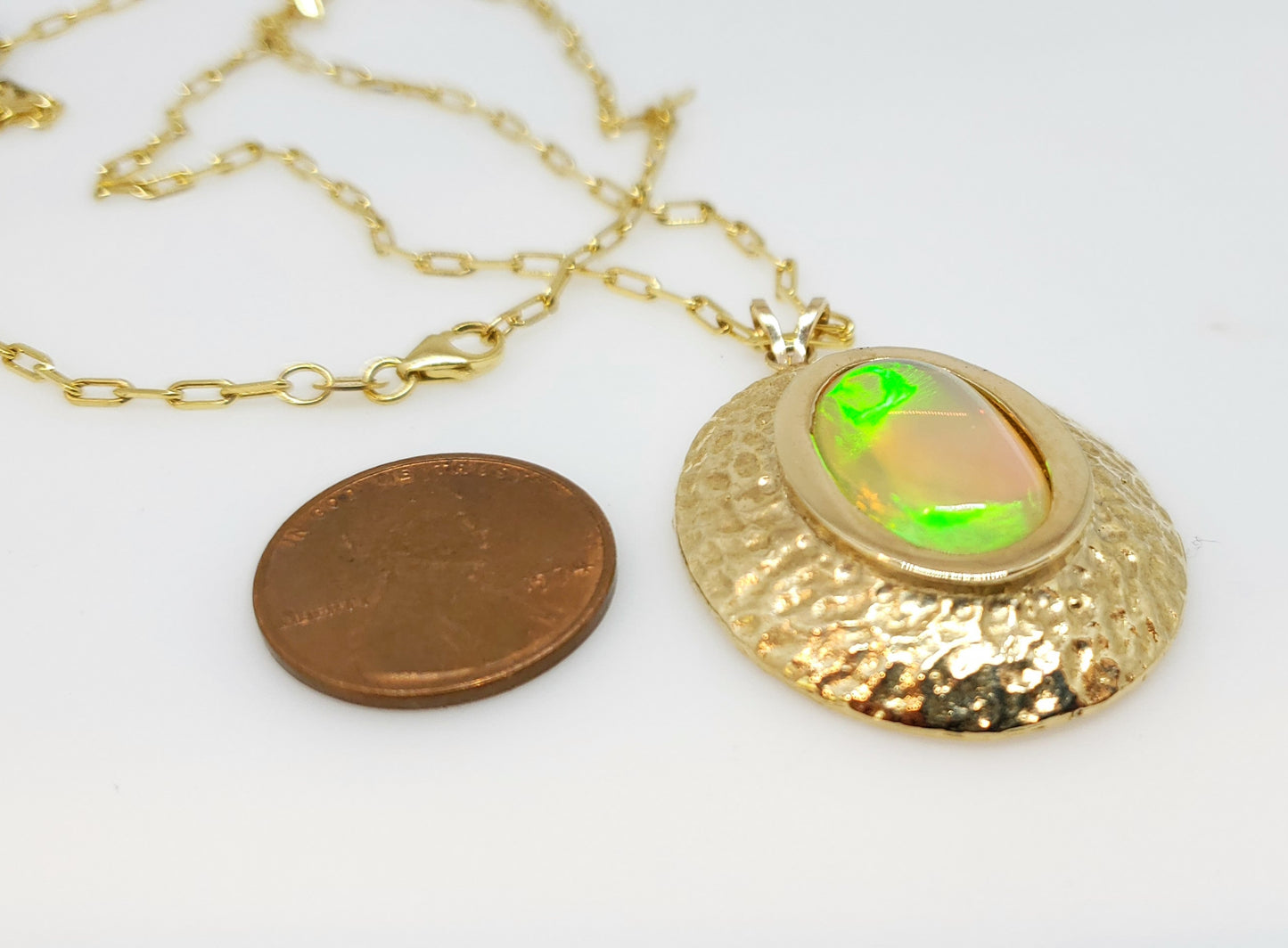 Opal Medallion Pendant 14k Gold