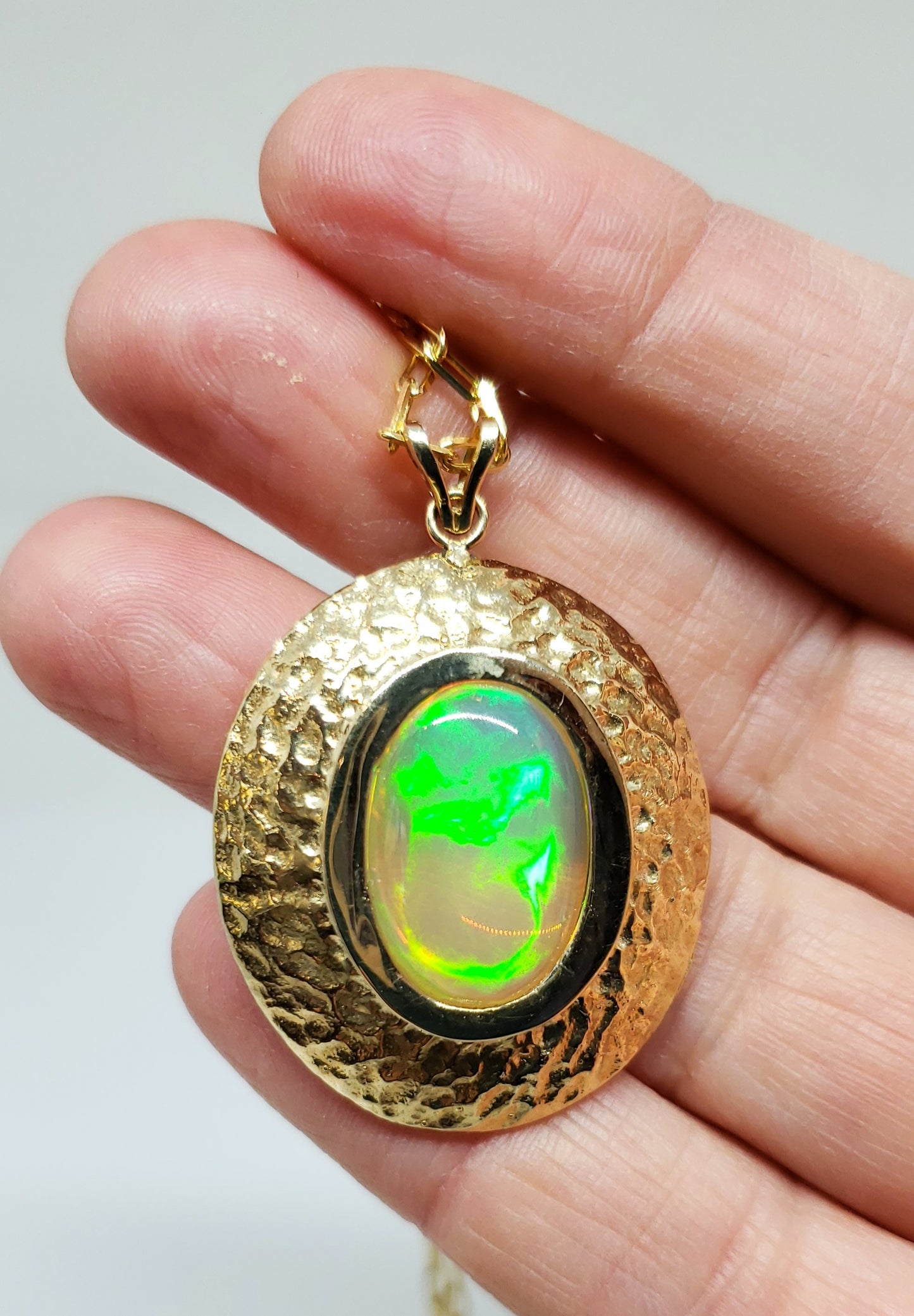 Opal Medallion Pendant 14k Gold