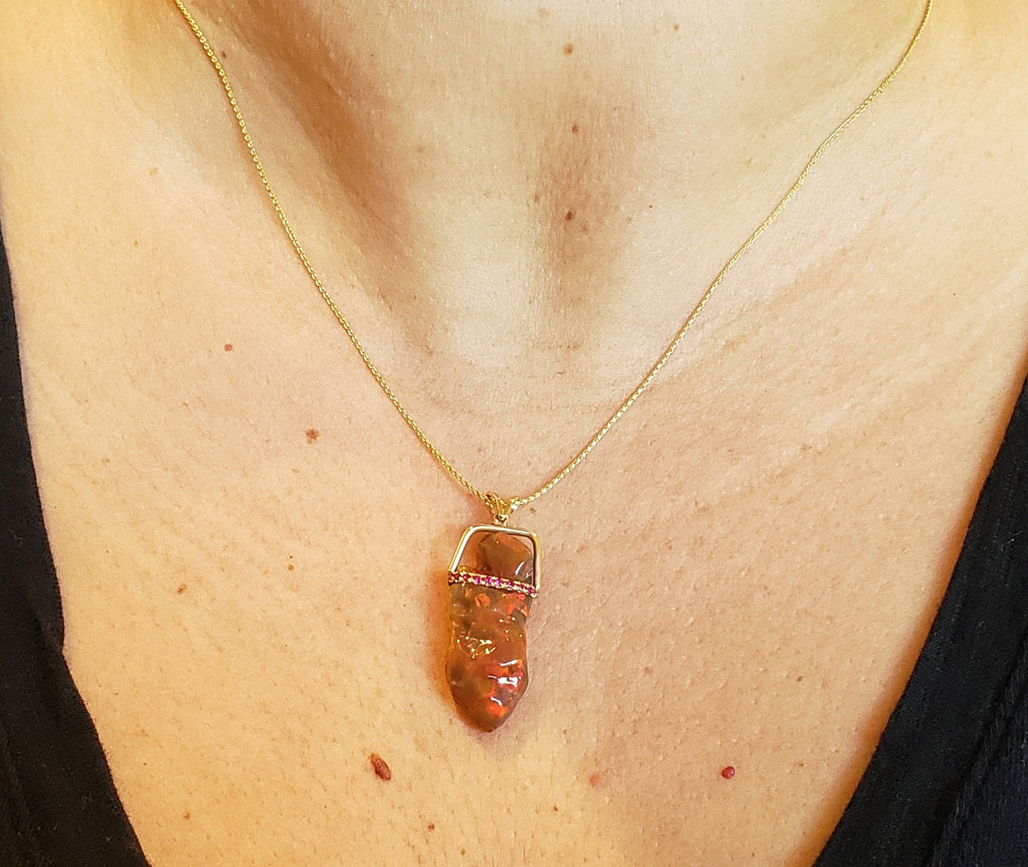 Red Carved Opal Pendant