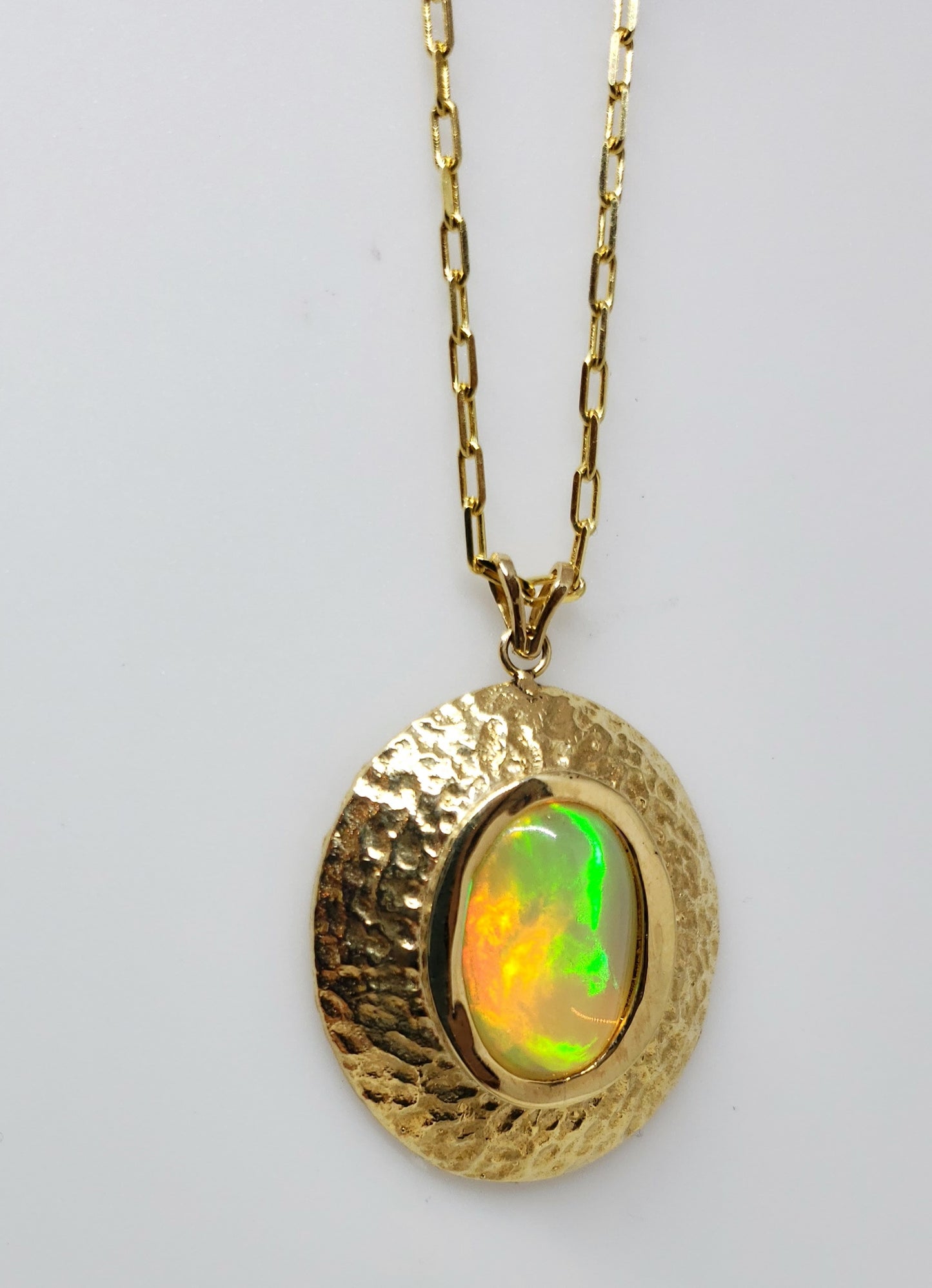 Opal Medallion Pendant 14k Gold