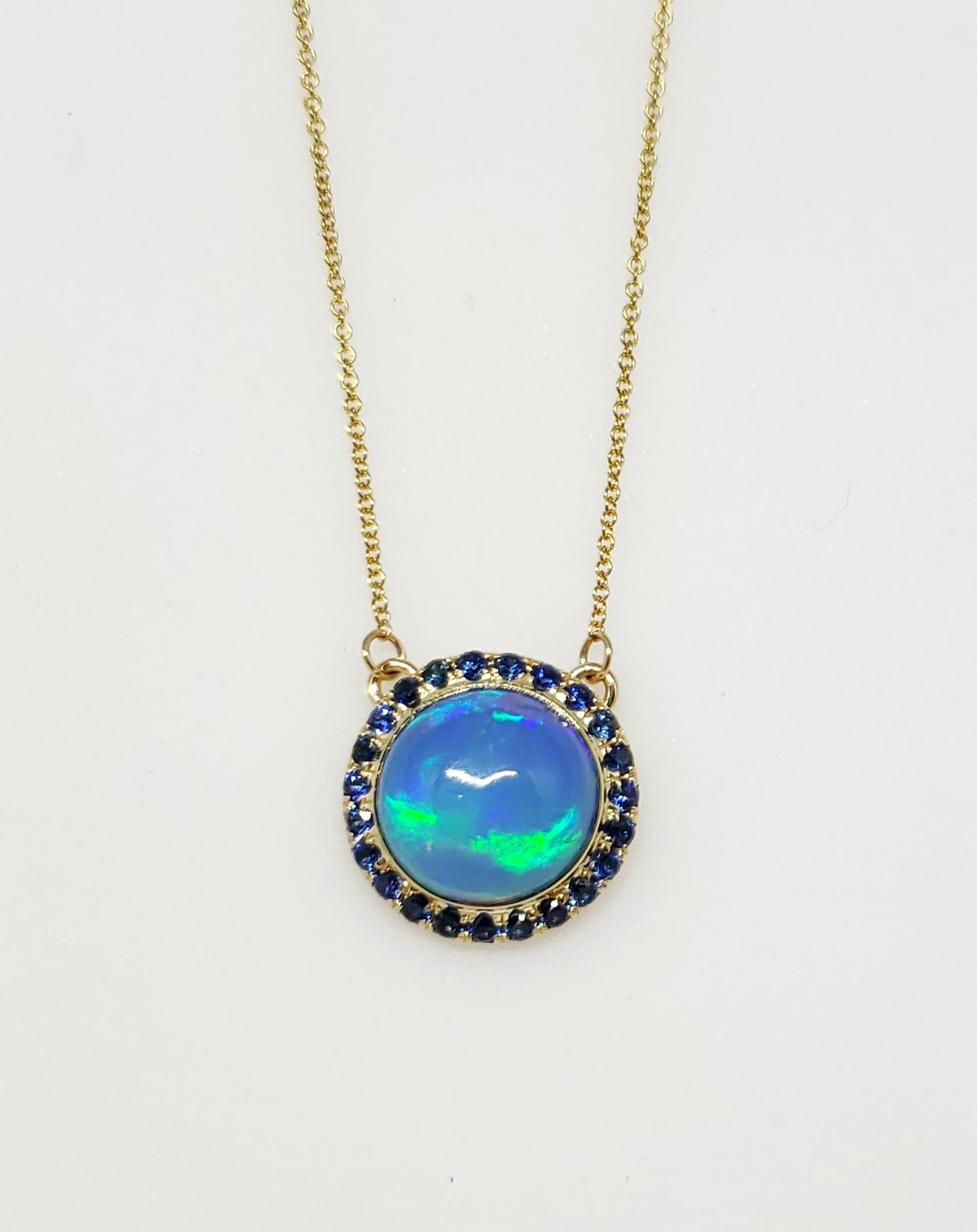 Blue Opal & Sapphire Pendant