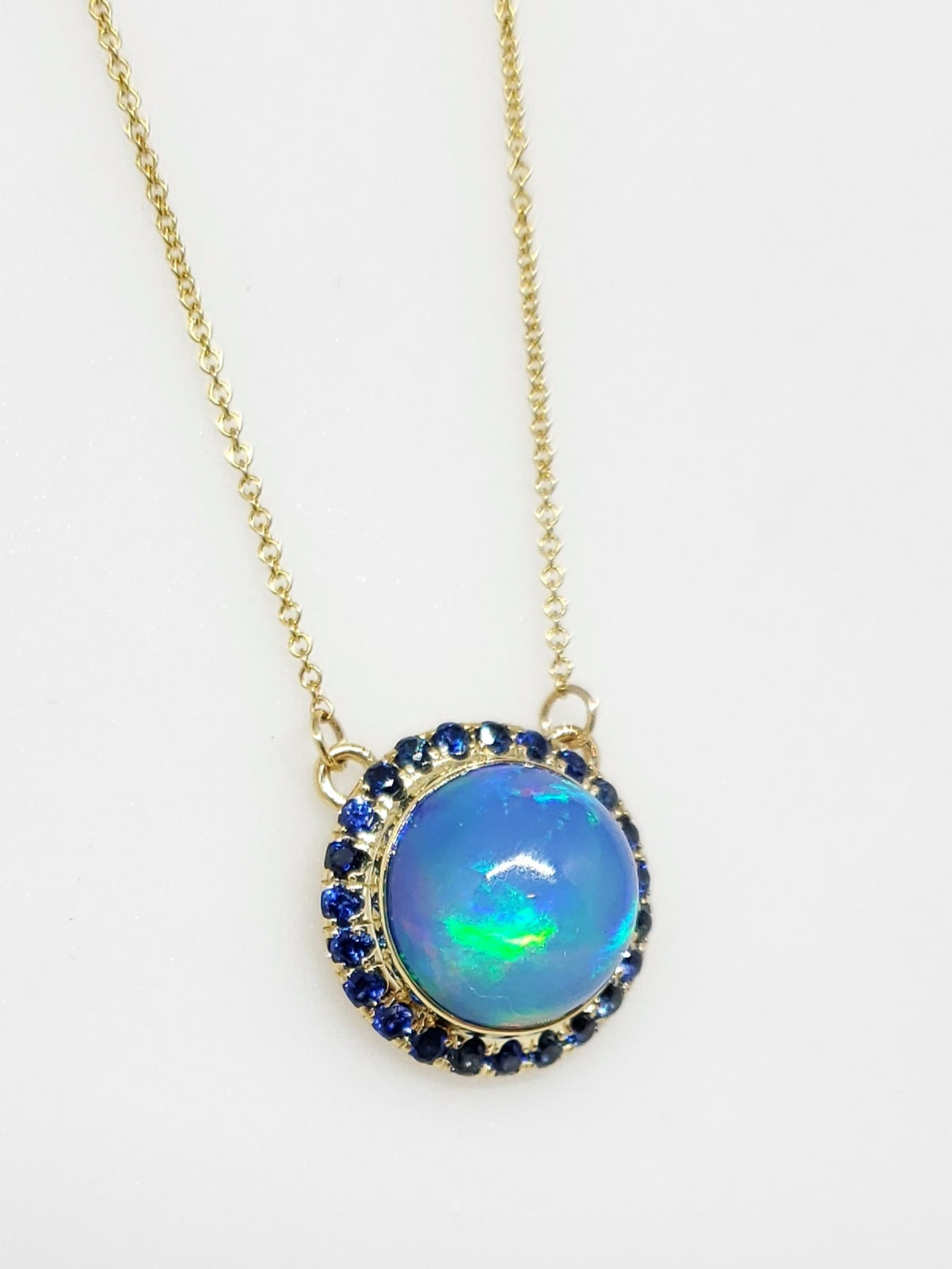 Blue Opal & Sapphire Pendant