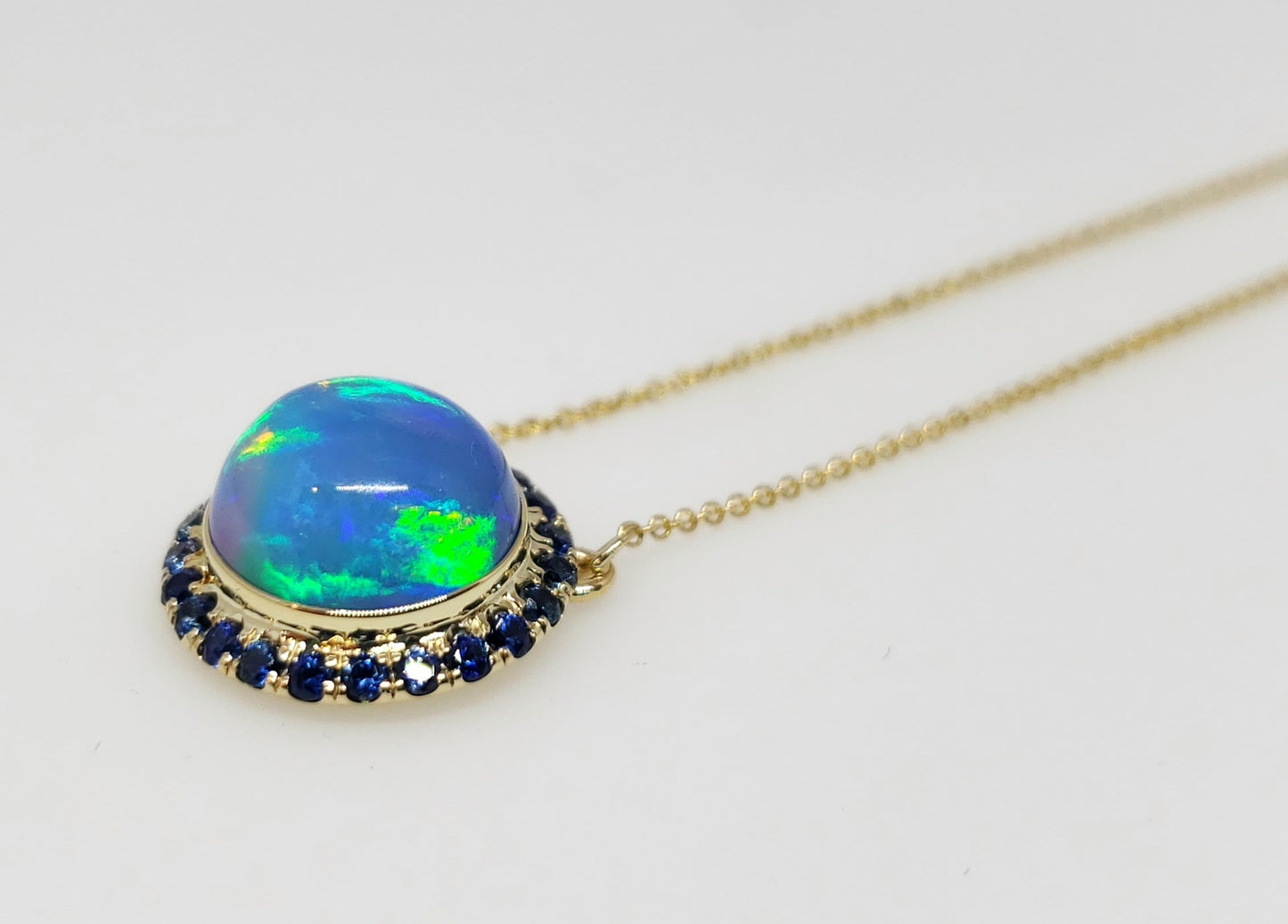 Blue Opal & Sapphire Pendant