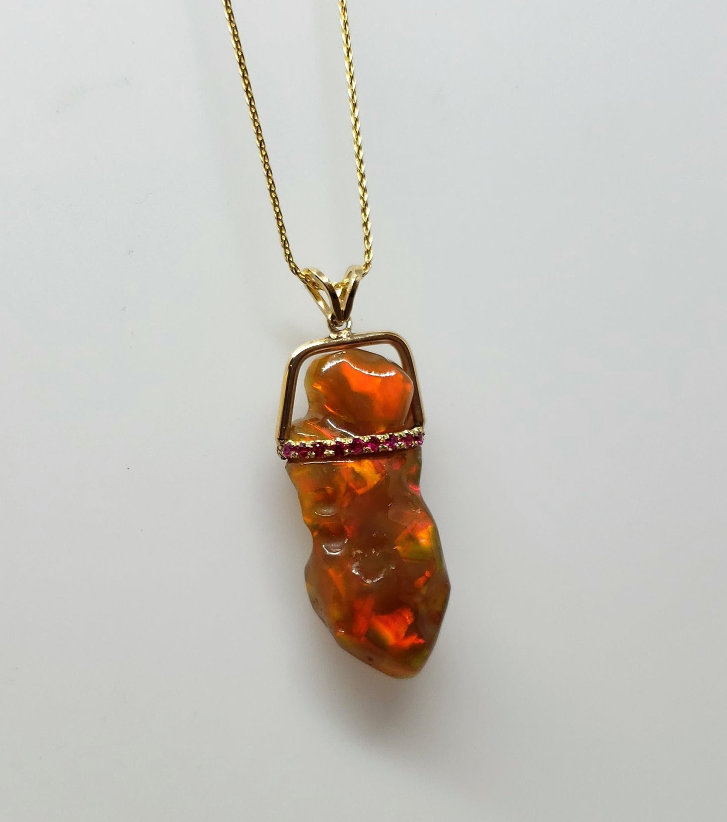 Red Carved Opal Pendant