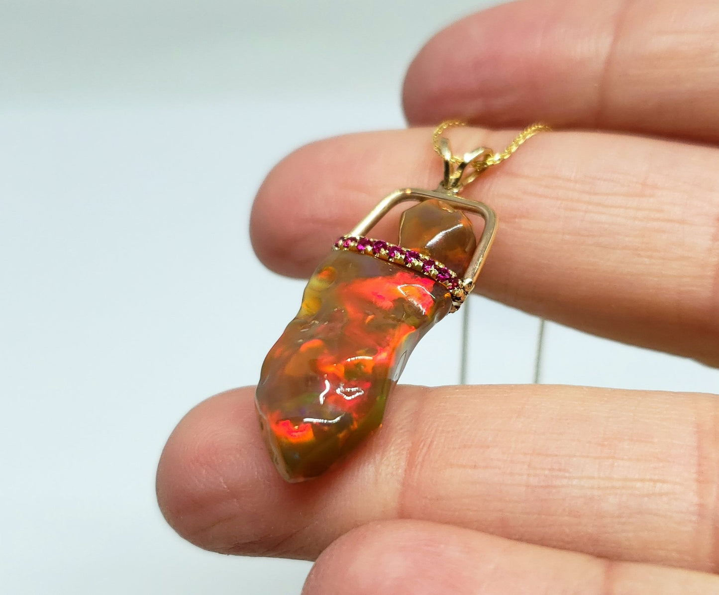 Red Carved Opal Pendant