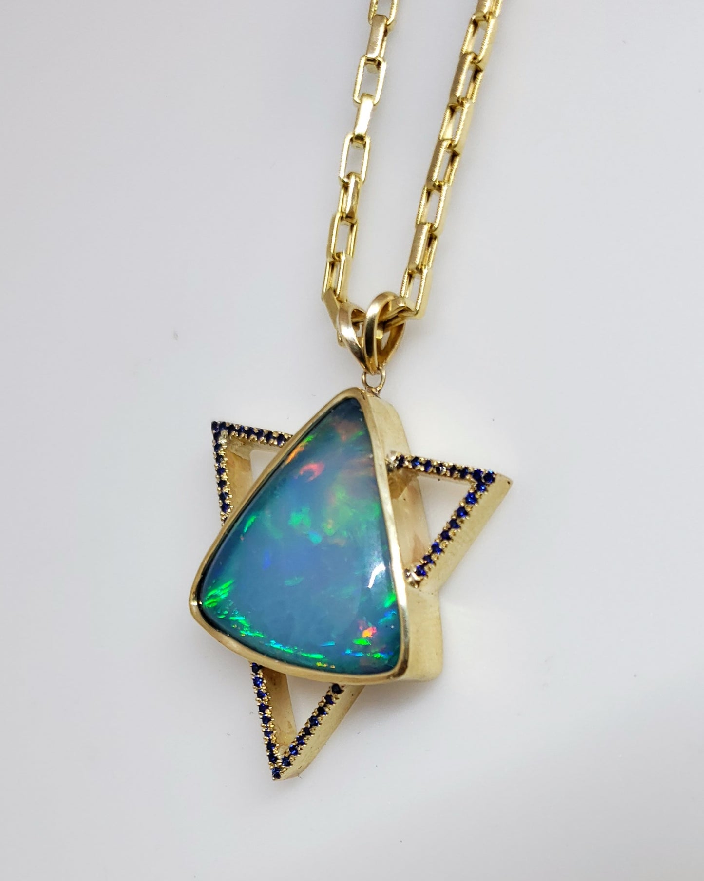 Opal & Sapphire Star of David Pendant