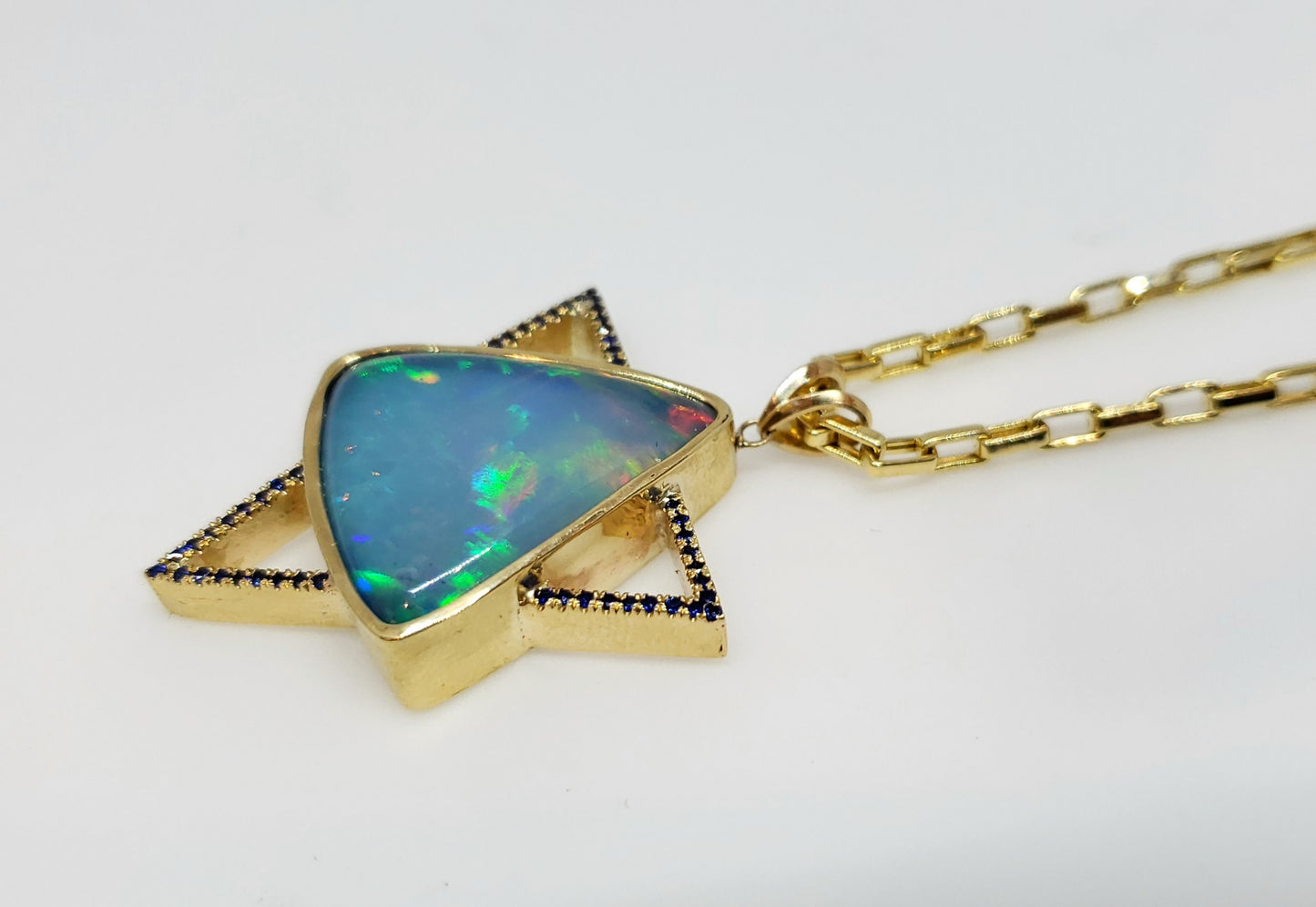 Opal & Sapphire Star of David Pendant