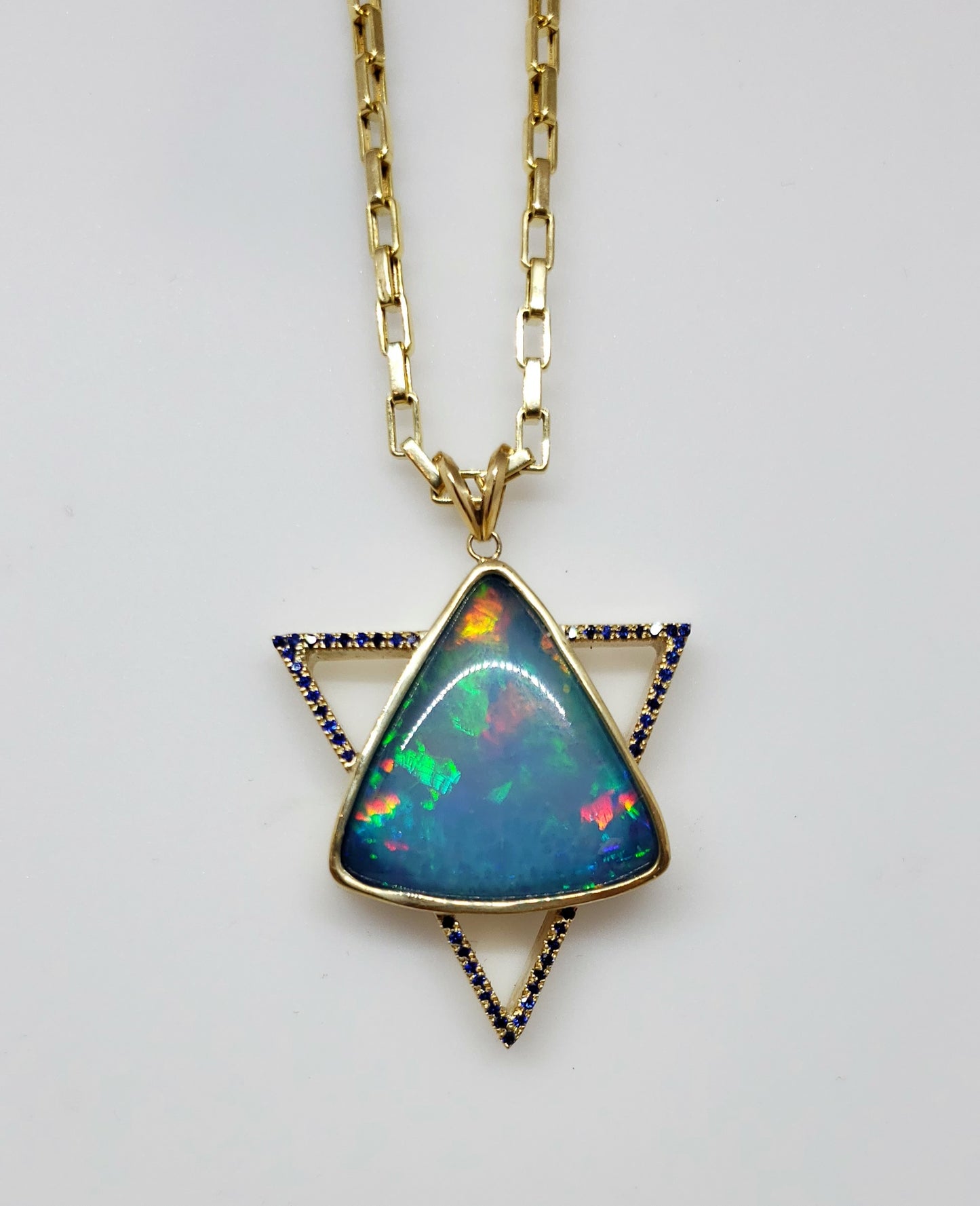 Opal & Sapphire Star of David Pendant