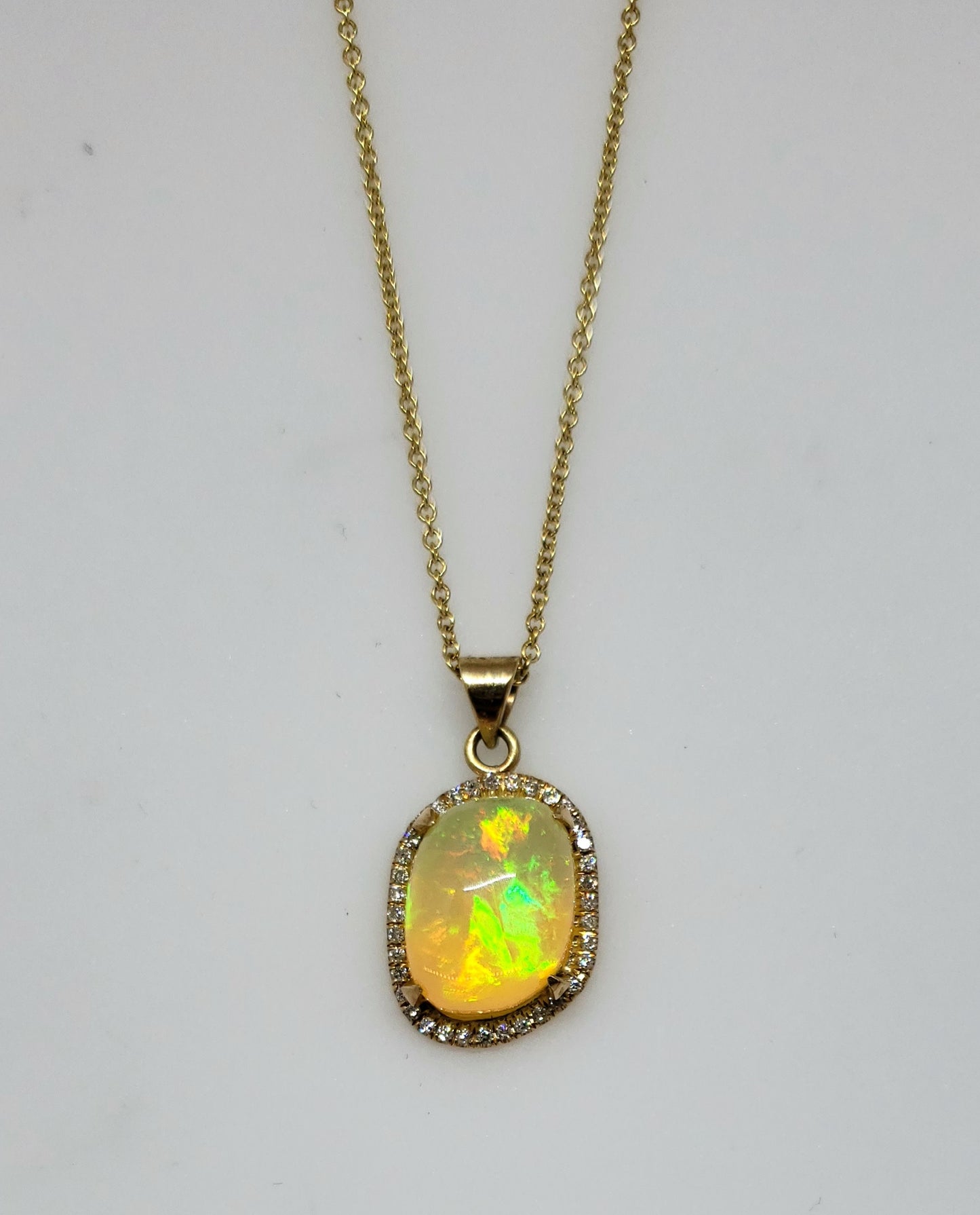 Opal Diamond Pendant Necklace
