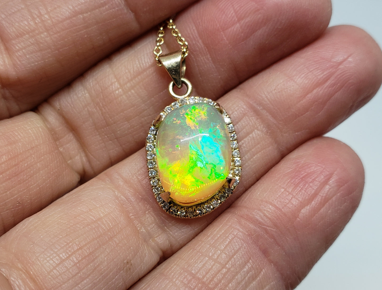 Opal & Diamond Pendant