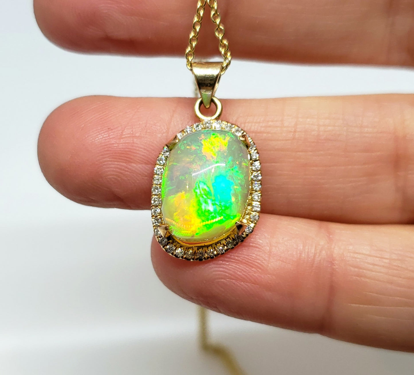Opal & Diamond Pendant
