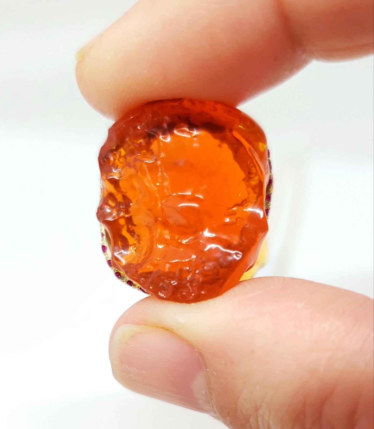 Orange Fire Opal & Ruby Pendant #102