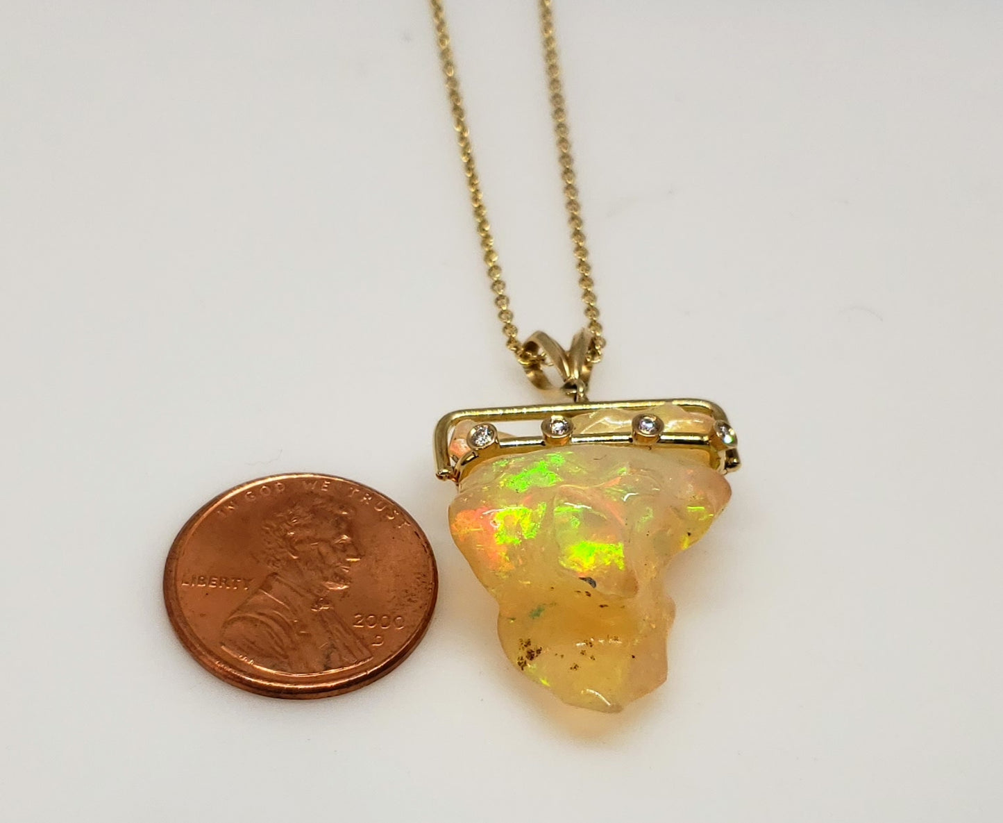 Carved Opal & Diamond Pendant #103
