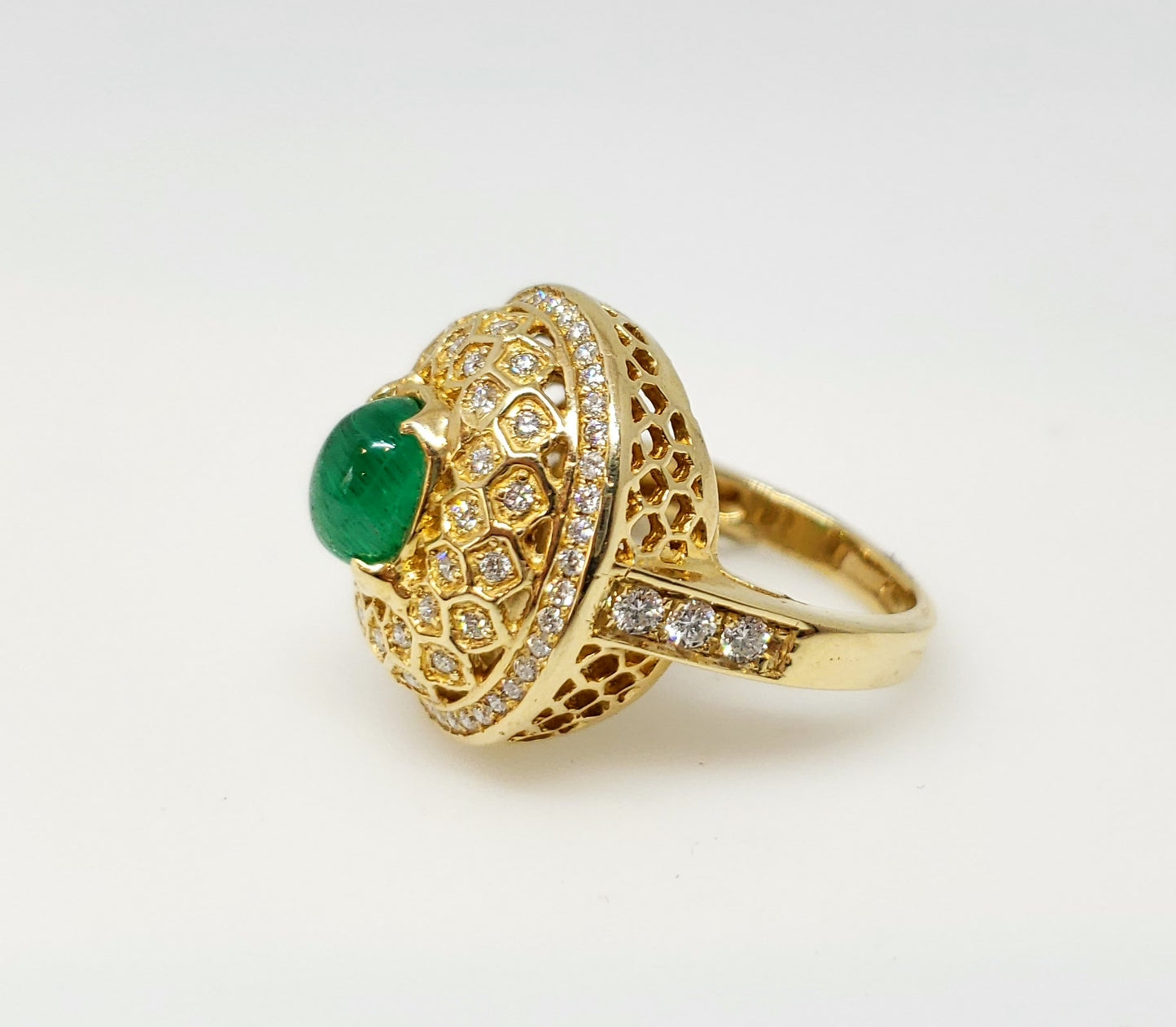 Emerald & Diamond Ring 14 Gold - Size 6.5 #107
