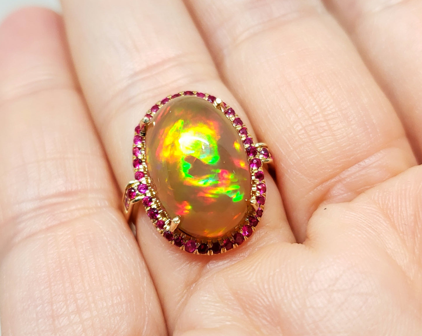 Opal & Ruby Ring 14k Gold #109