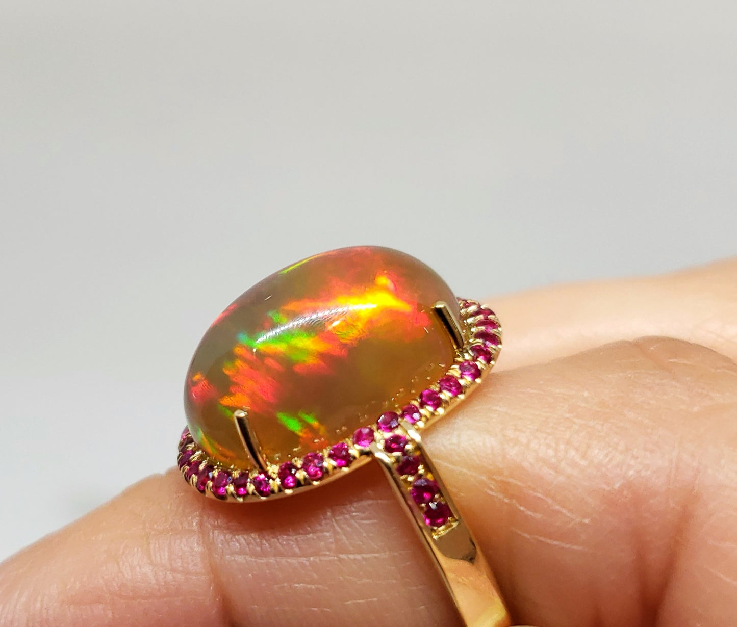 Opal & Ruby Ring 14k Gold #109