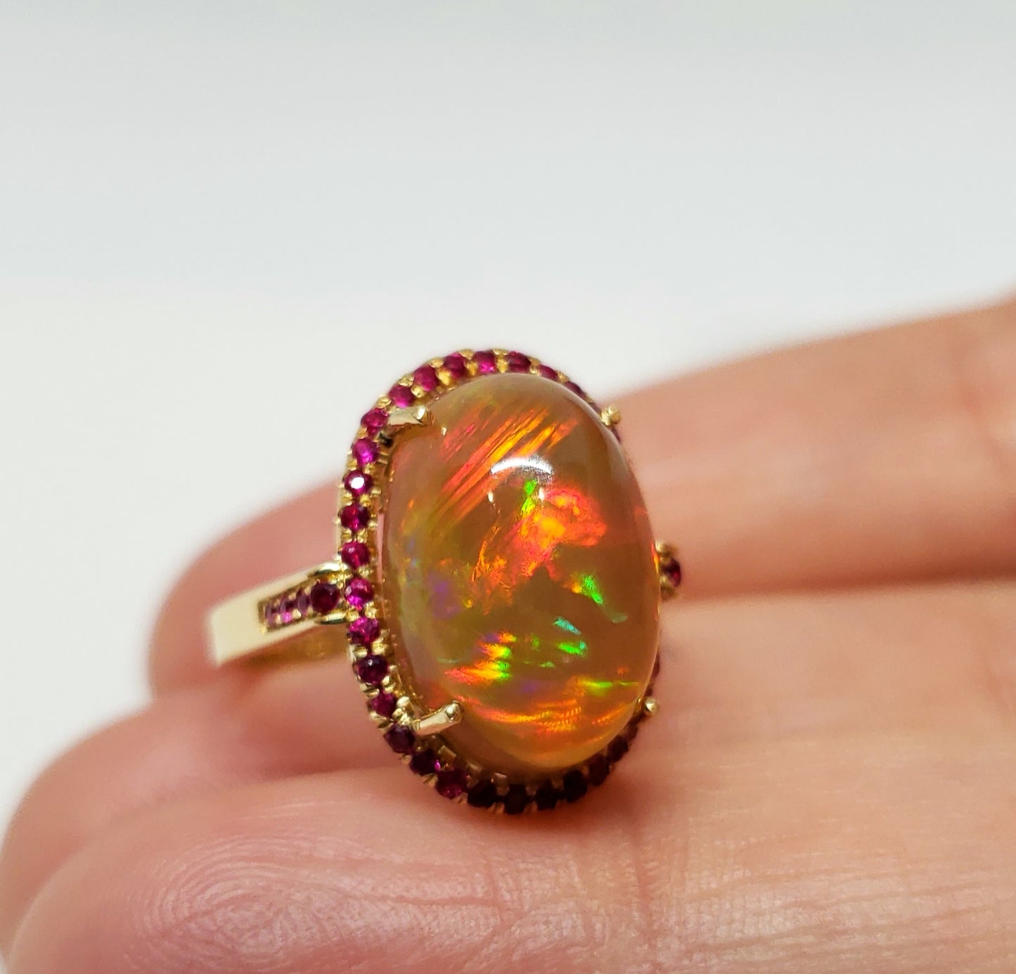 Opal & Ruby Ring 14k Gold #109