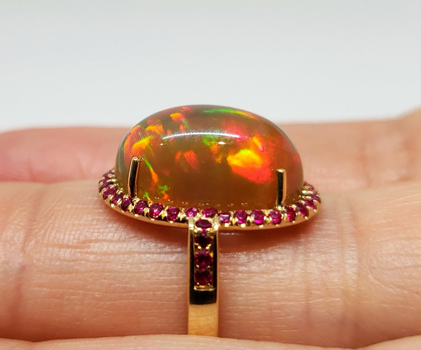 Opal & Ruby Ring 14k Gold #109