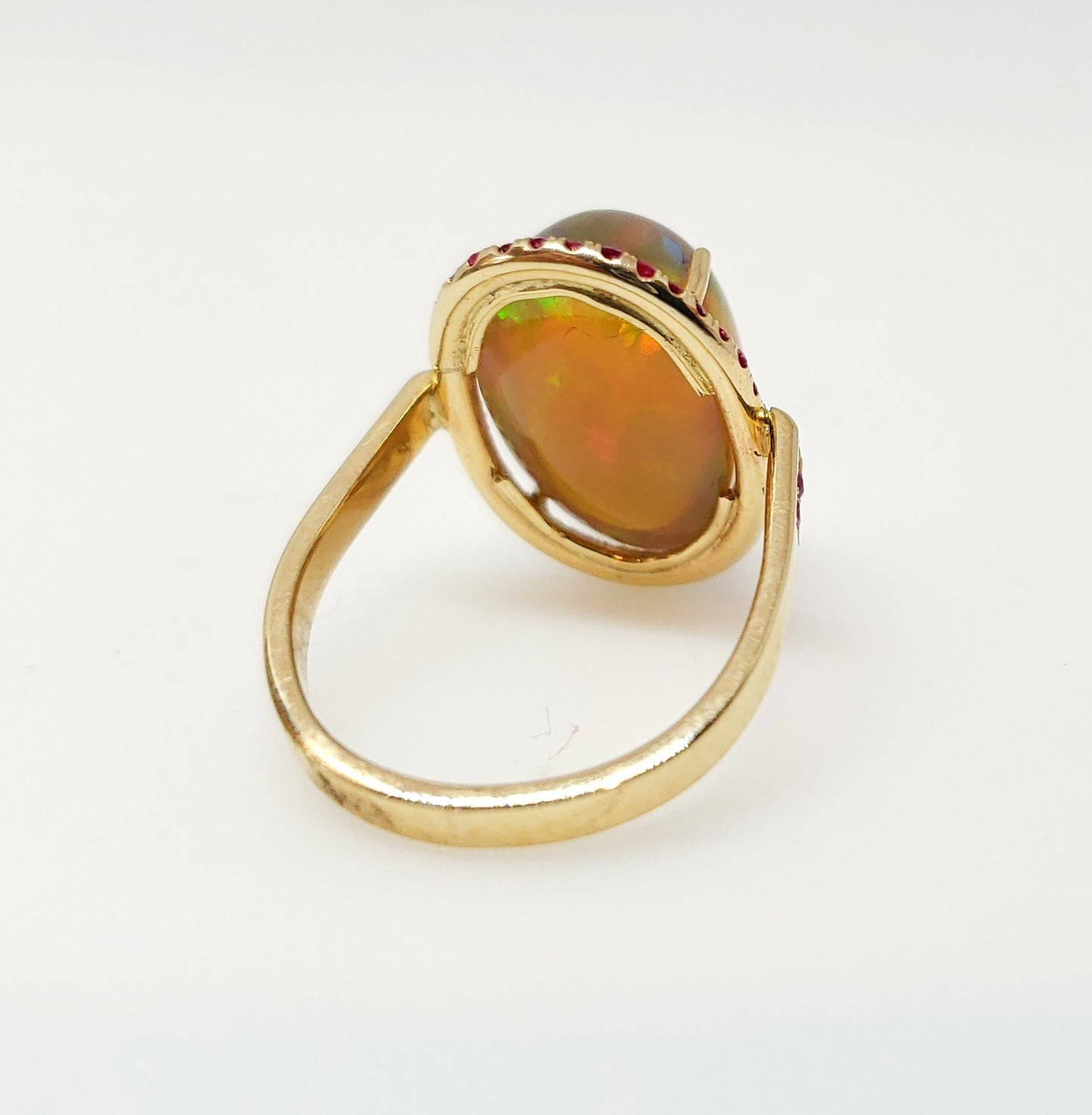 Opal & Ruby Ring 14k Gold #109