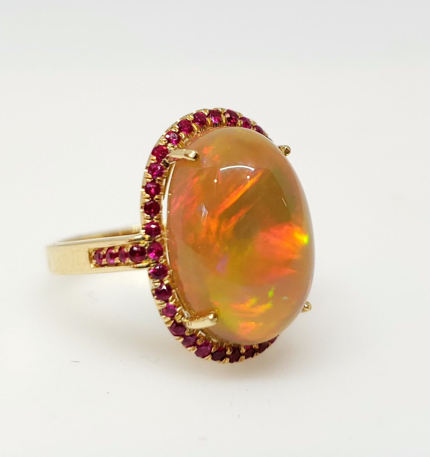 Opal & Ruby Ring 14k Gold #109