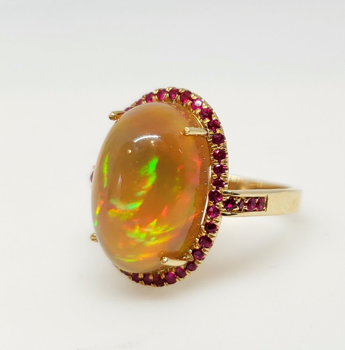Opal & Ruby Ring 14k Gold #109