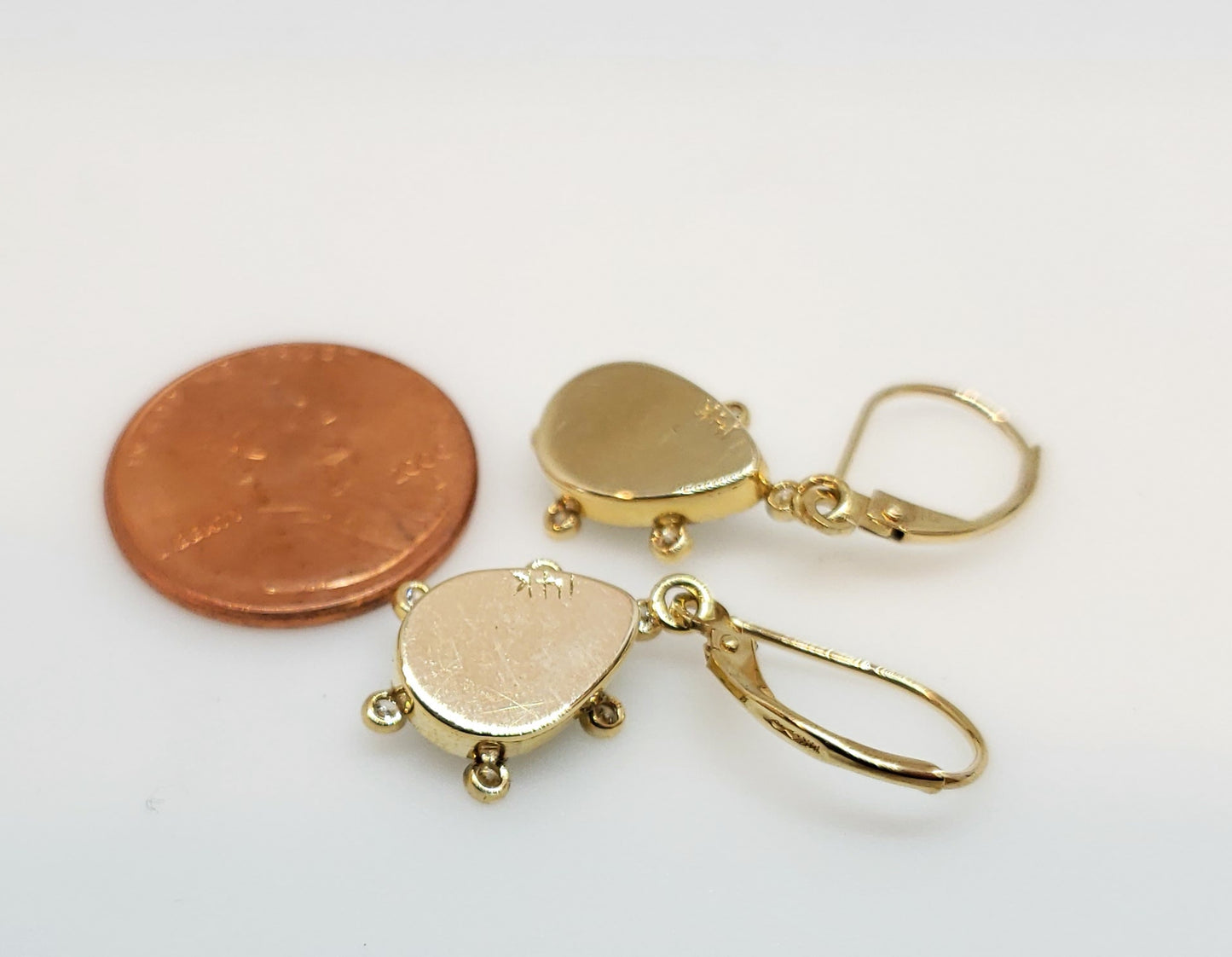 Blue Opal & Diamond Earrings 14k Gold #113