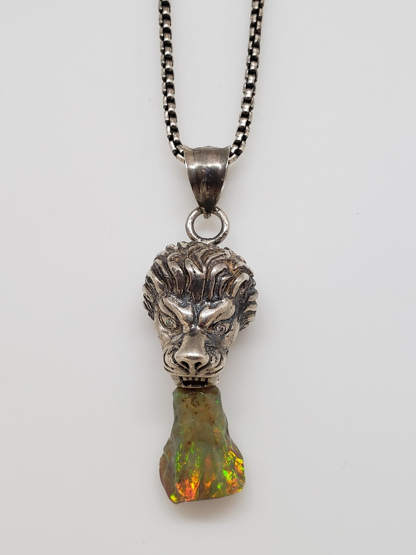 Lion Opal Pendant Sterling Silver Necklace #118