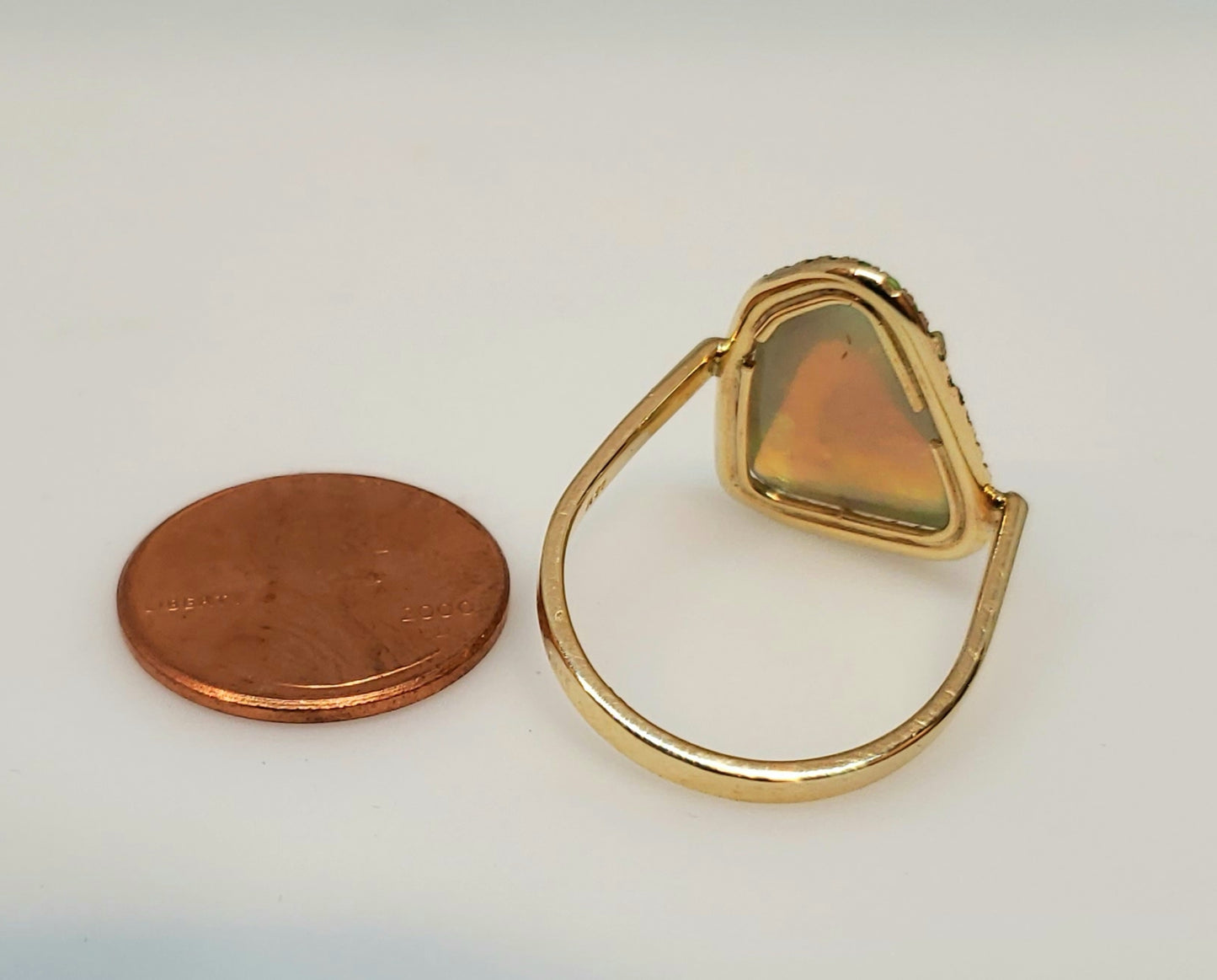 Opal & Tsavorite Garnet Ring 14k Gold #117