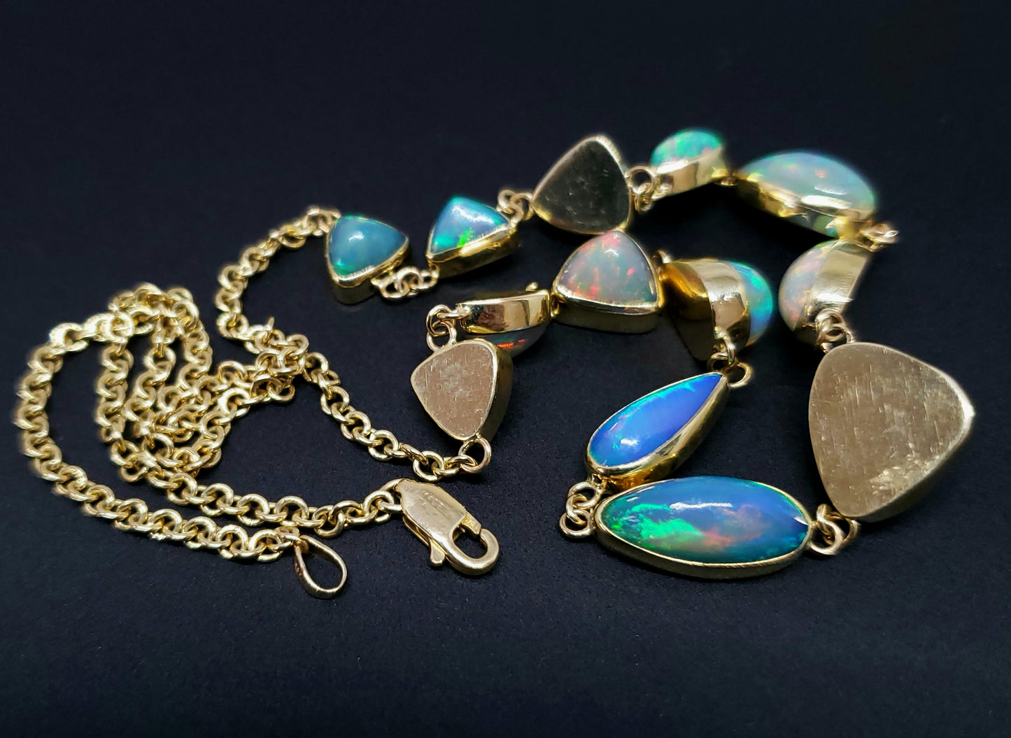 Ethiopian Opal Gemstone Necklace 14k Gold #126