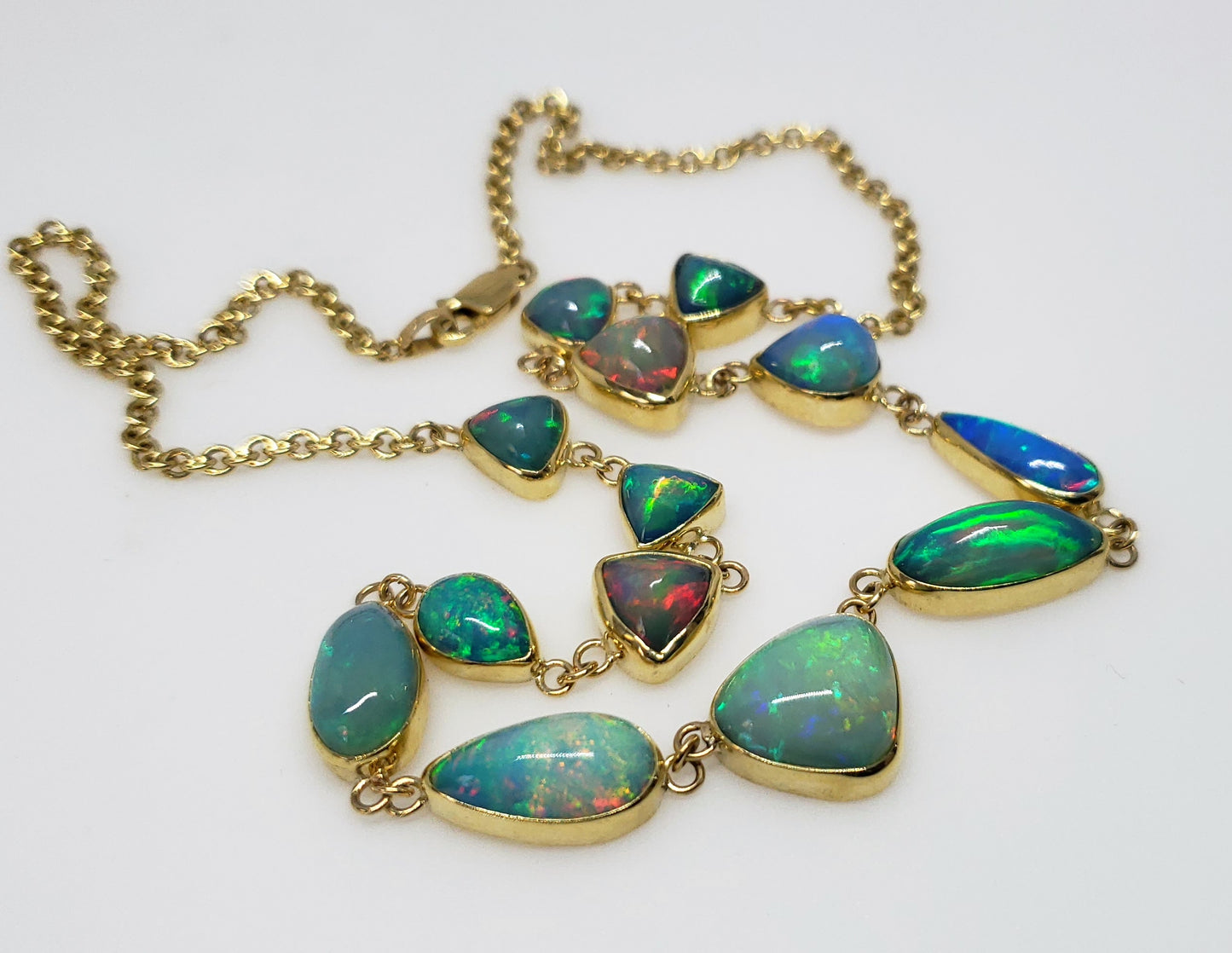 Ethiopian Opal Gemstone Necklace 14k Gold #126