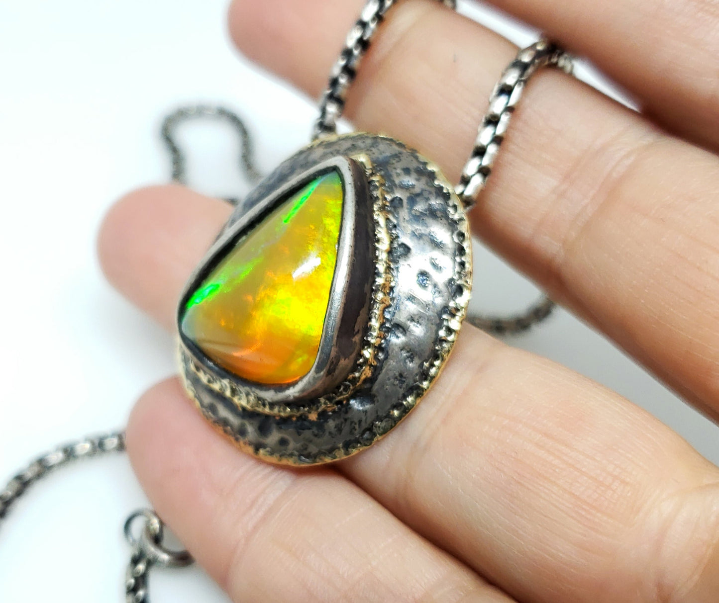 Opal Medallion Pendant Sterling Silver #122