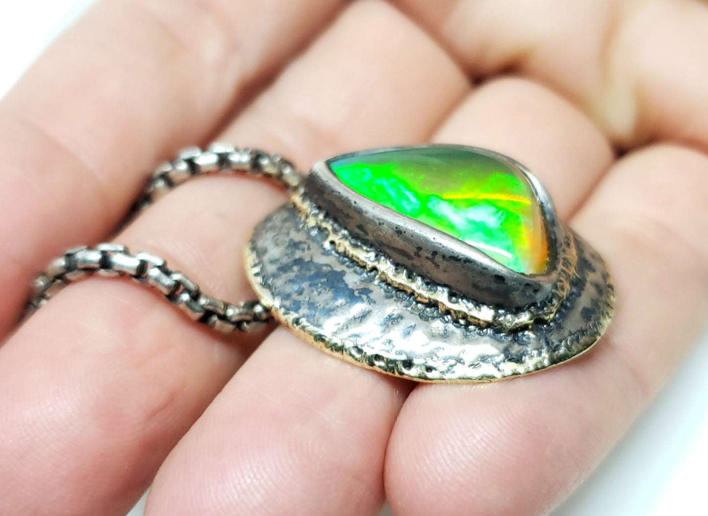 Opal Medallion Pendant Sterling Silver #122