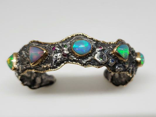 Opal Silver Cuff Bracelet