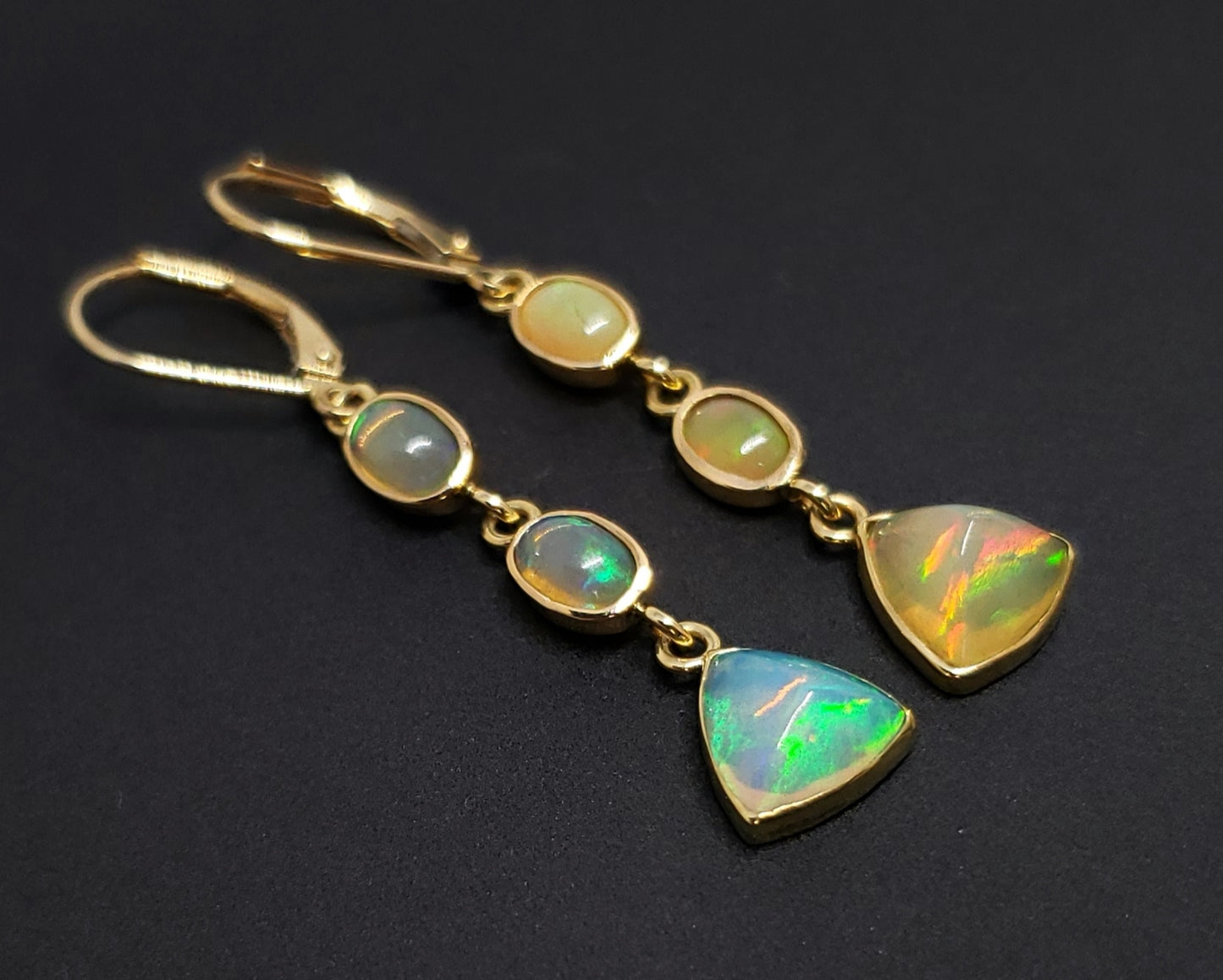 Ethiopian Opal Earrings 14k Gold #128