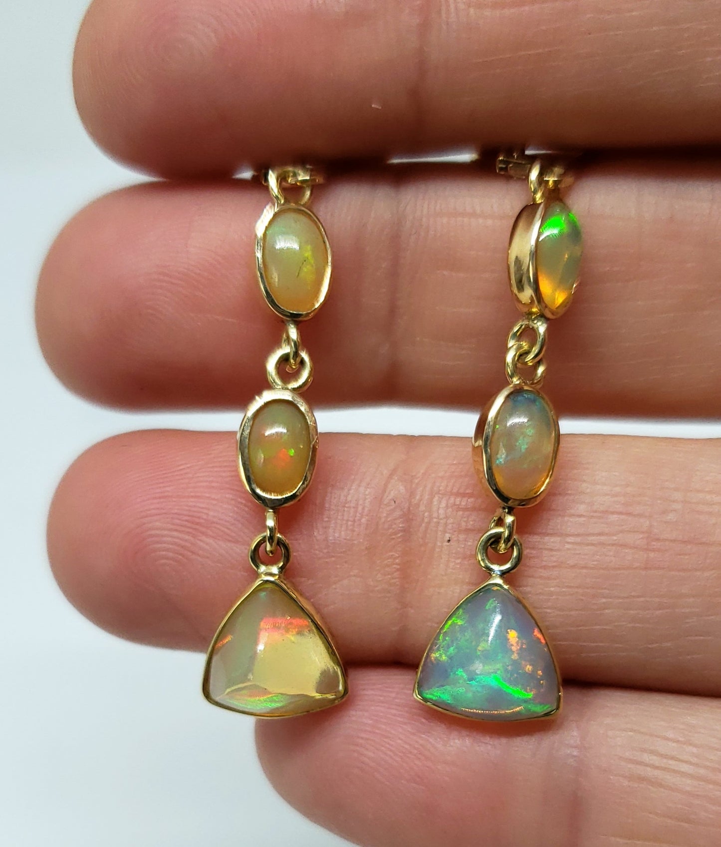 Ethiopian Opal Earrings 14k Gold #128